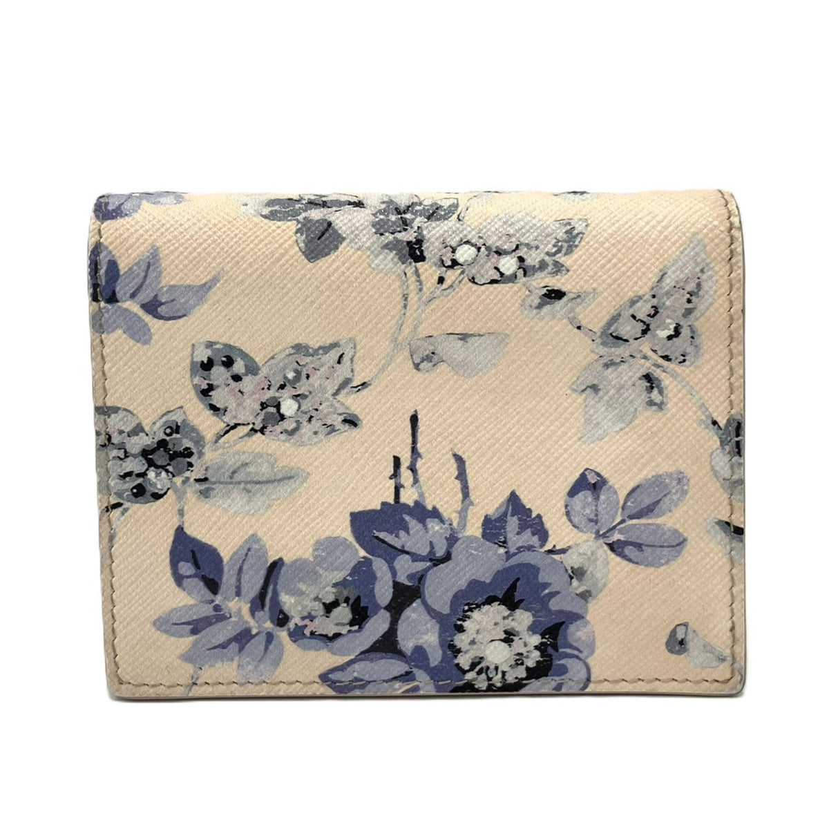 Prada Beige Purple Saffiano Triangle Leather Wallet (Bi-Fold) (Pre-Owned)