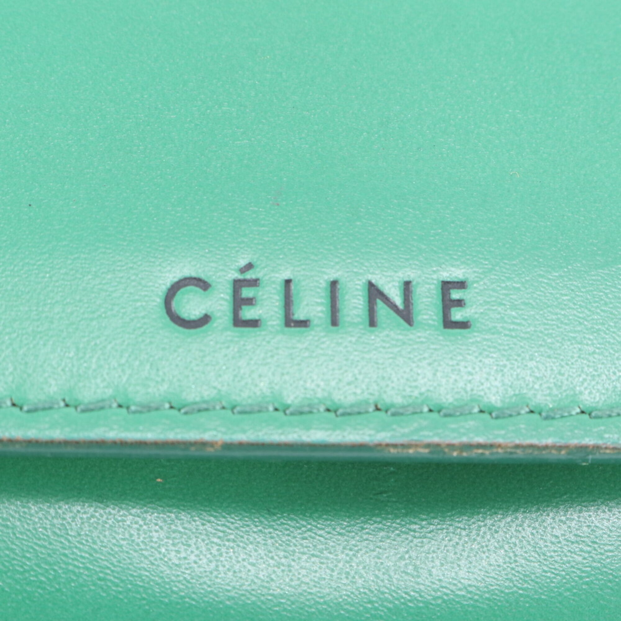 Celine Green Leather Coin Purse/Coin Case (Pre-Owned)