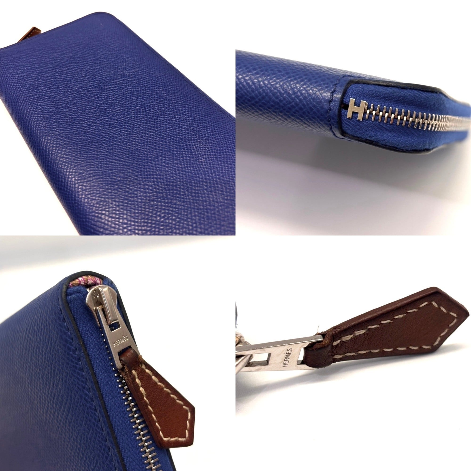 Hermes Blue Epsom Leather Long Wallet (Bi-Fold) (Pre-Owned)
