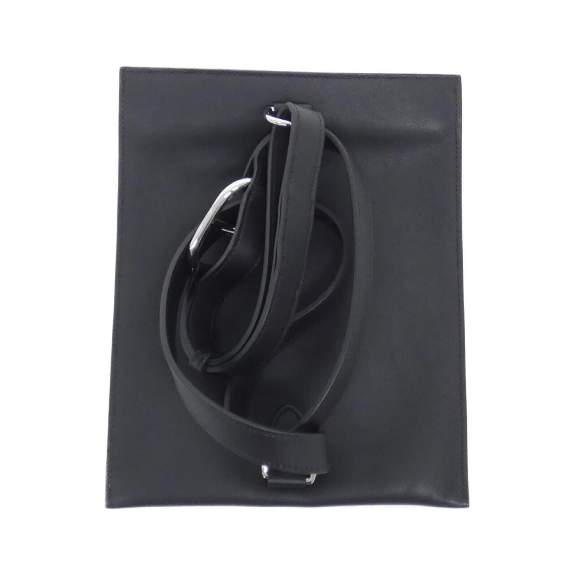 Hermes Black Swift Leather Chain/Shoulder Wallet (Pre-Owned)