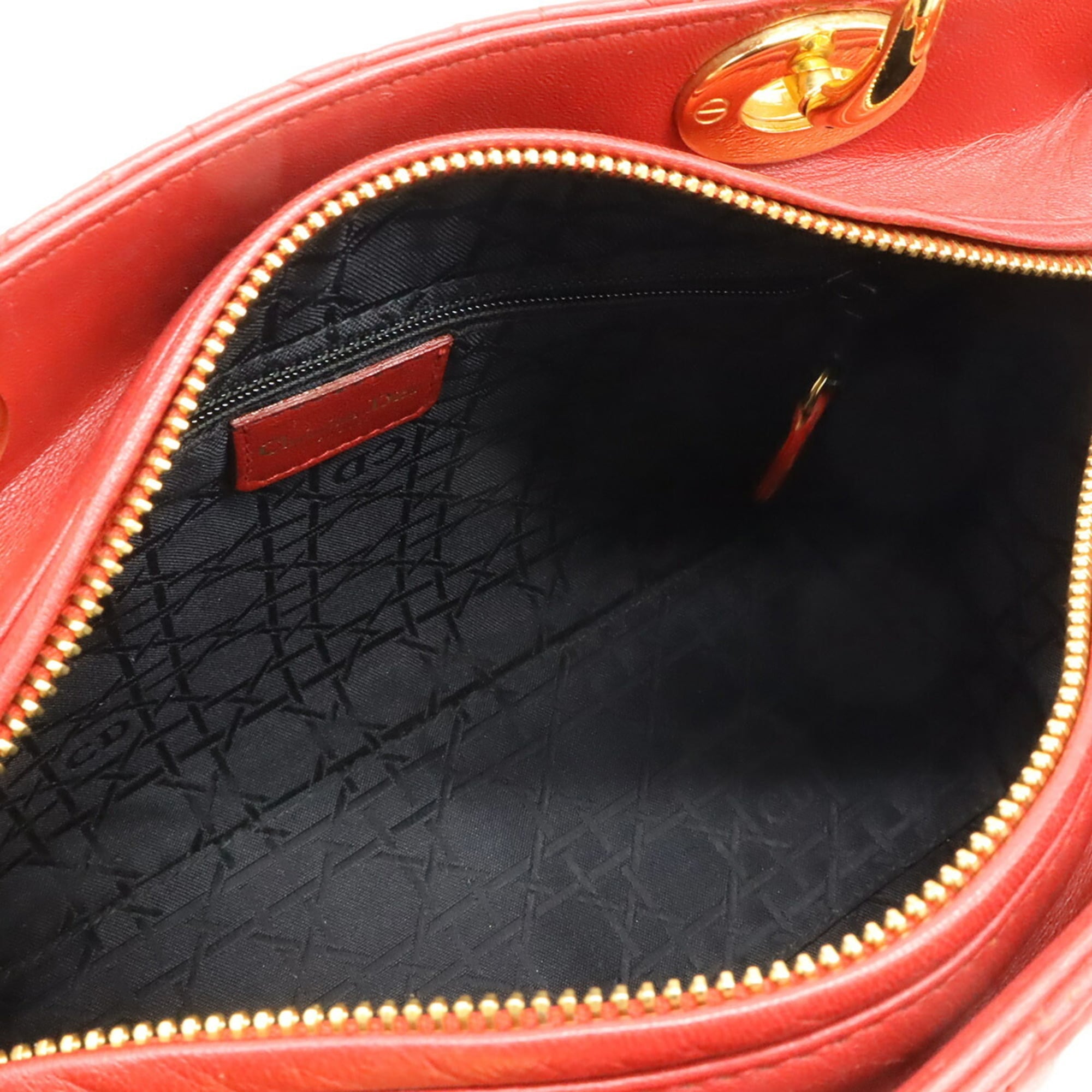 Christian Dior Red Color Leather Handbag Tote Bag (Pre-Owned)