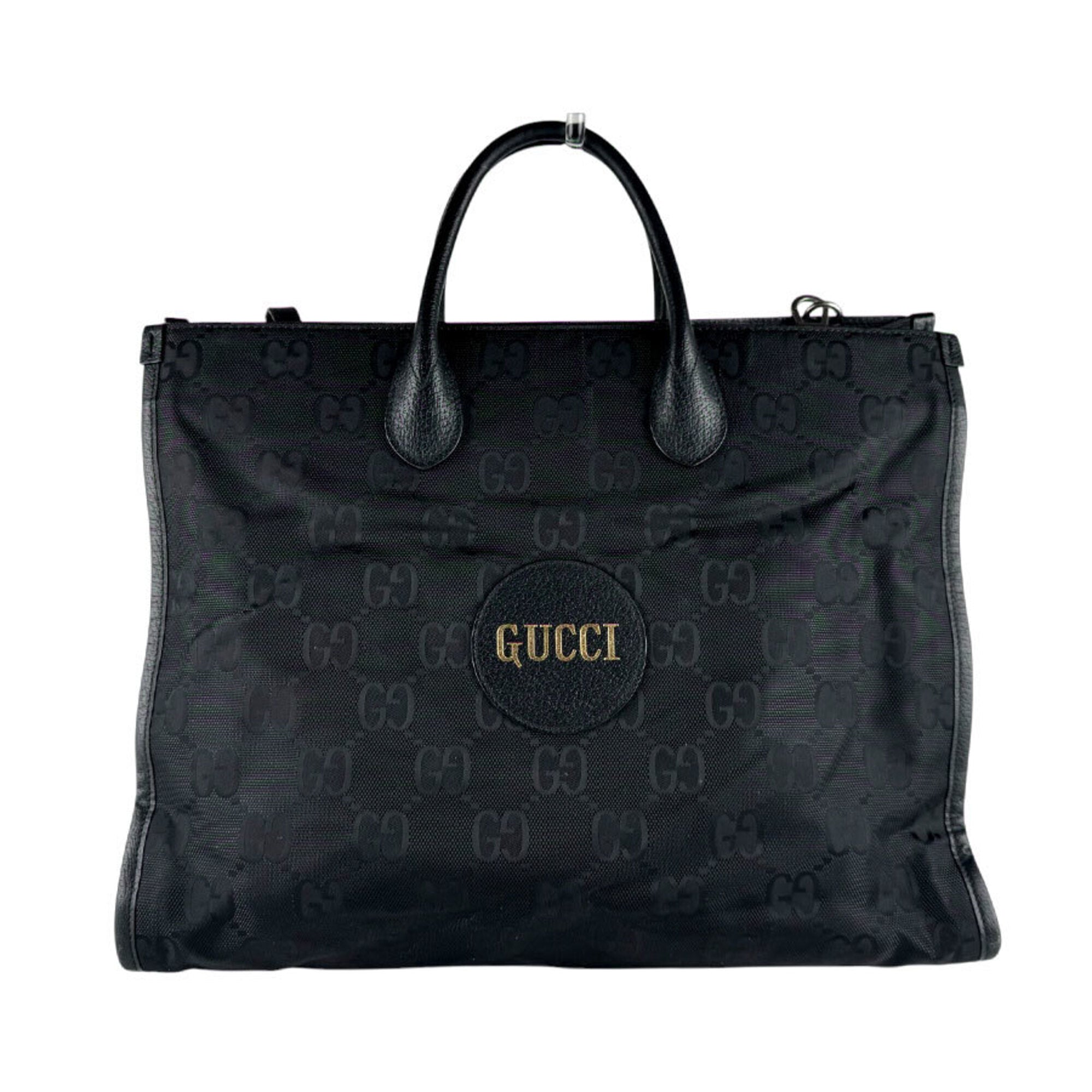 Gucci Black Nylon Leather Handbag Shoulder Bag (Pre-Owned)