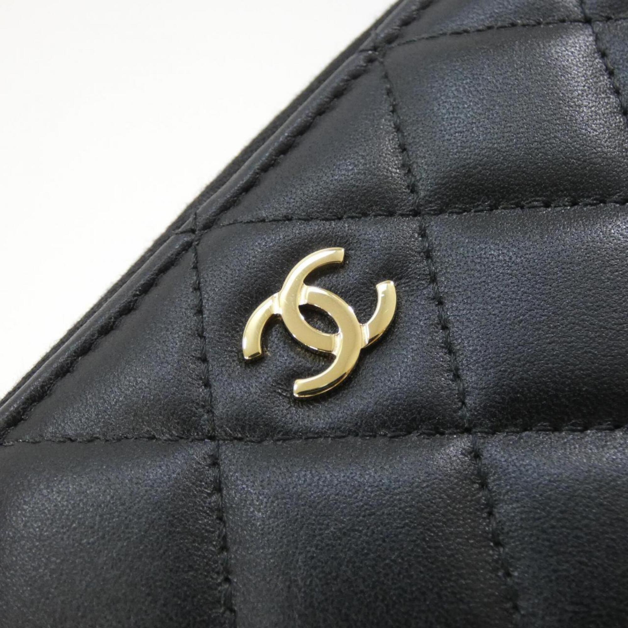 Chanel Black Bordeaux Leather Long Wallet (Bi-Fold) (Pre-Owned)