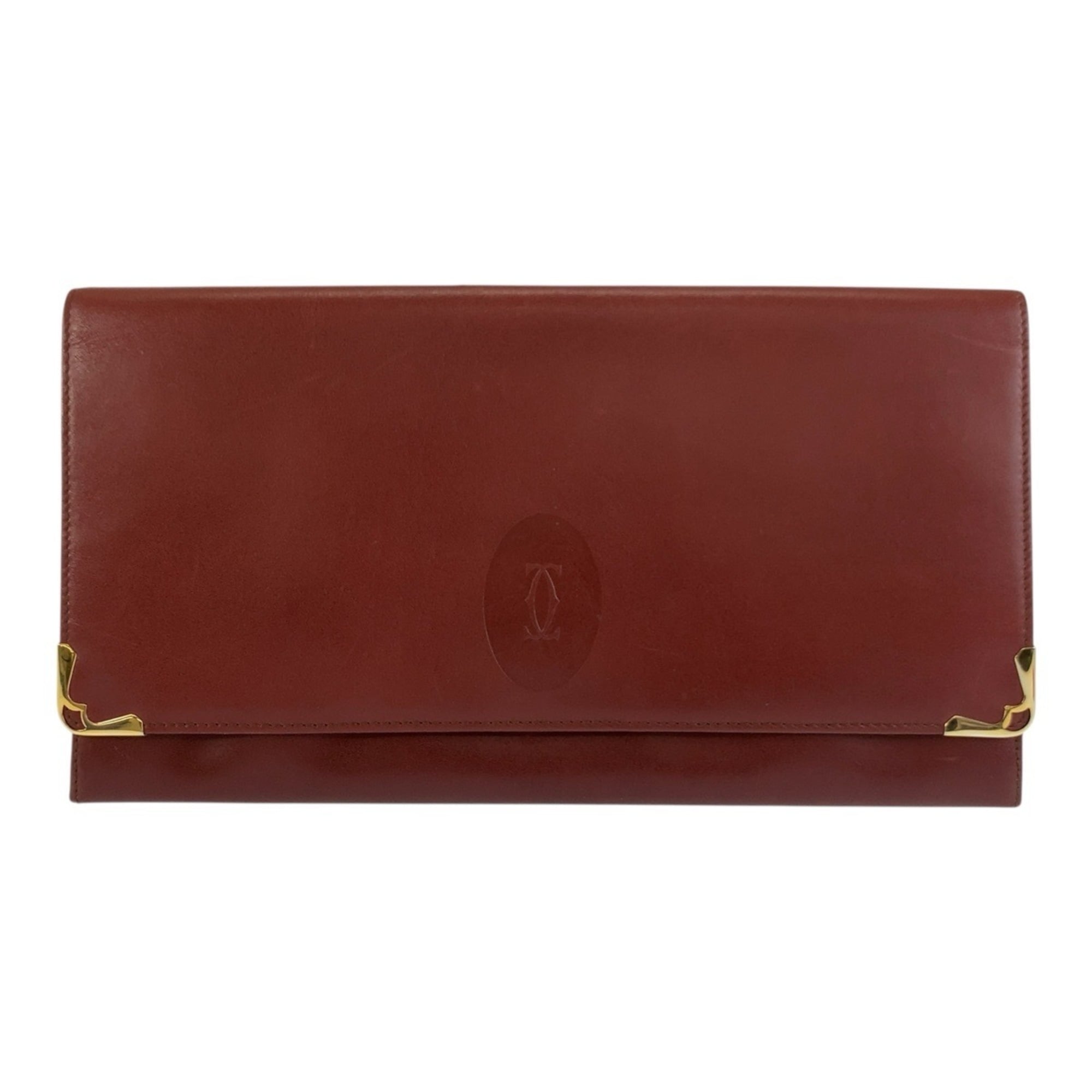 Cartier Wine Red Leather Clutch Bag (Pre-Owned)