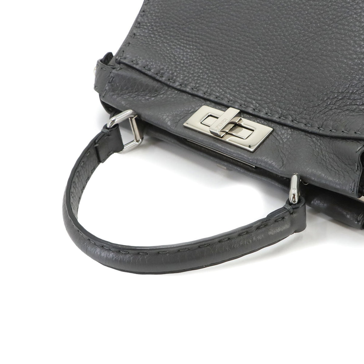 Fendi Gray Leather Handbag (Pre-Owned)
