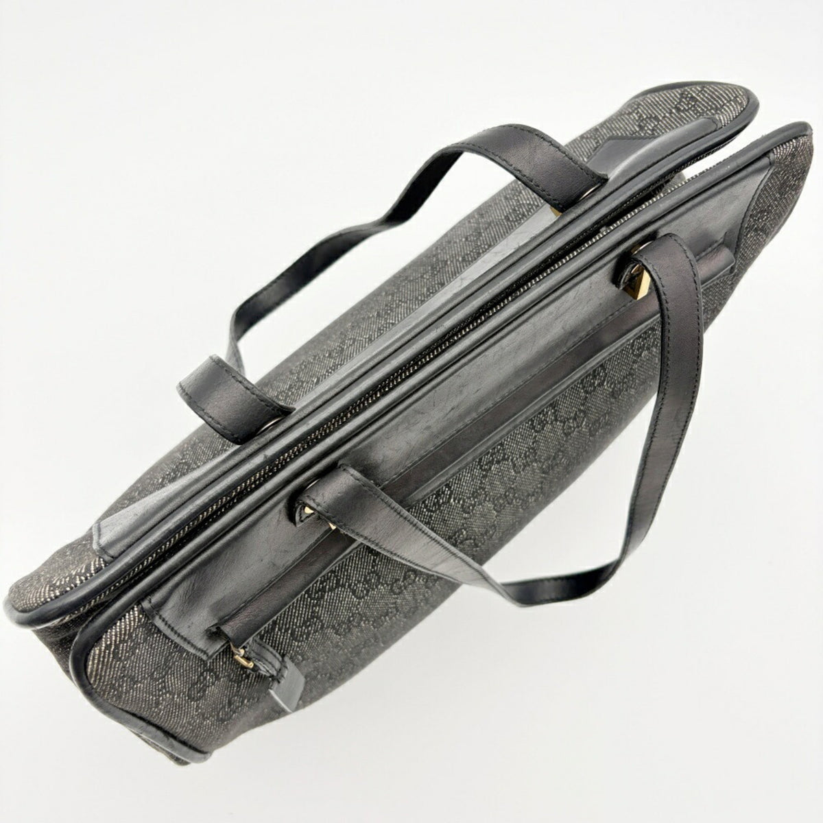 Gucci Black Canvas Leather Tote Bag (Pre-Owned)