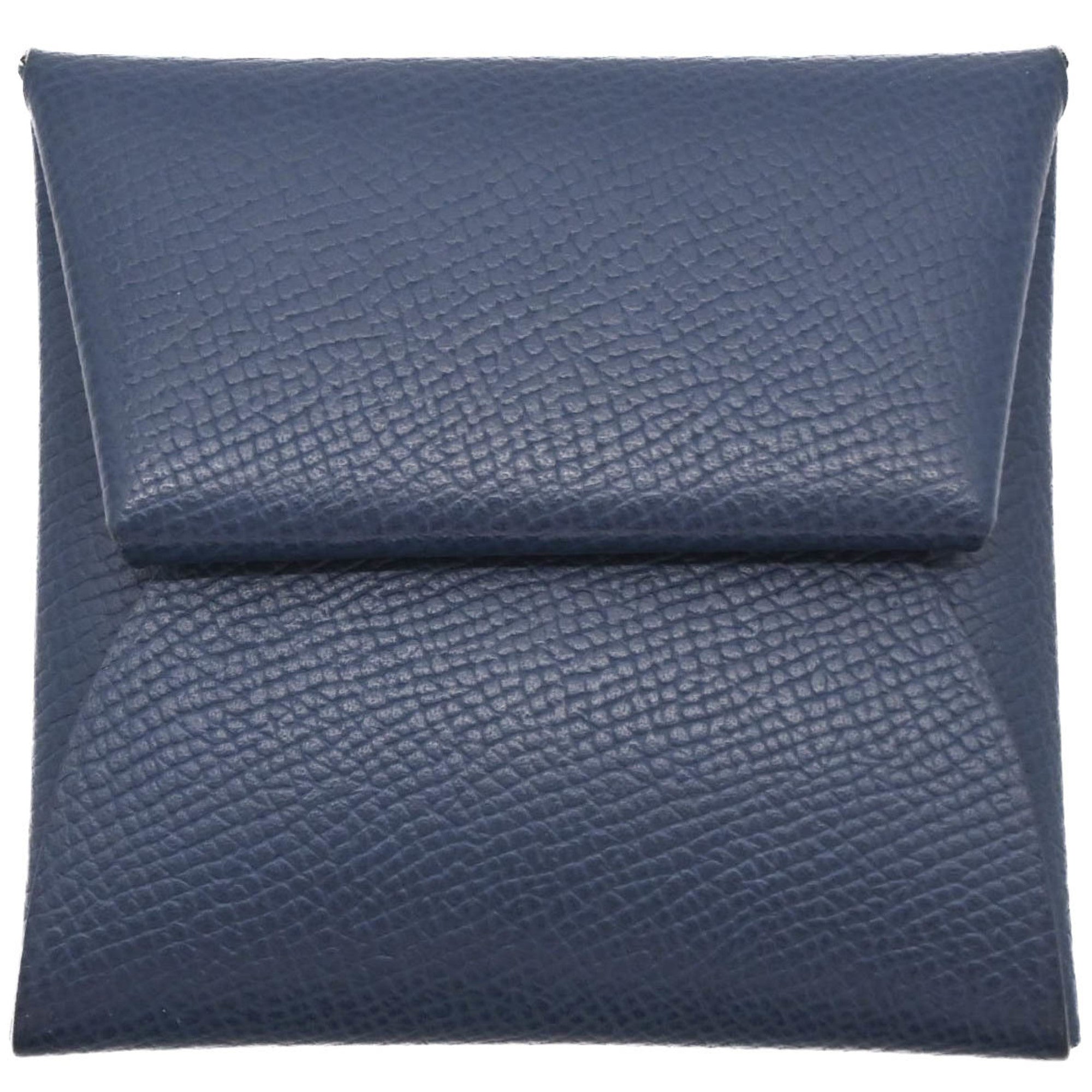 Hermes Light Green Navy Epsom Leather Coin Purse/Coin Case (Pre-Owned)