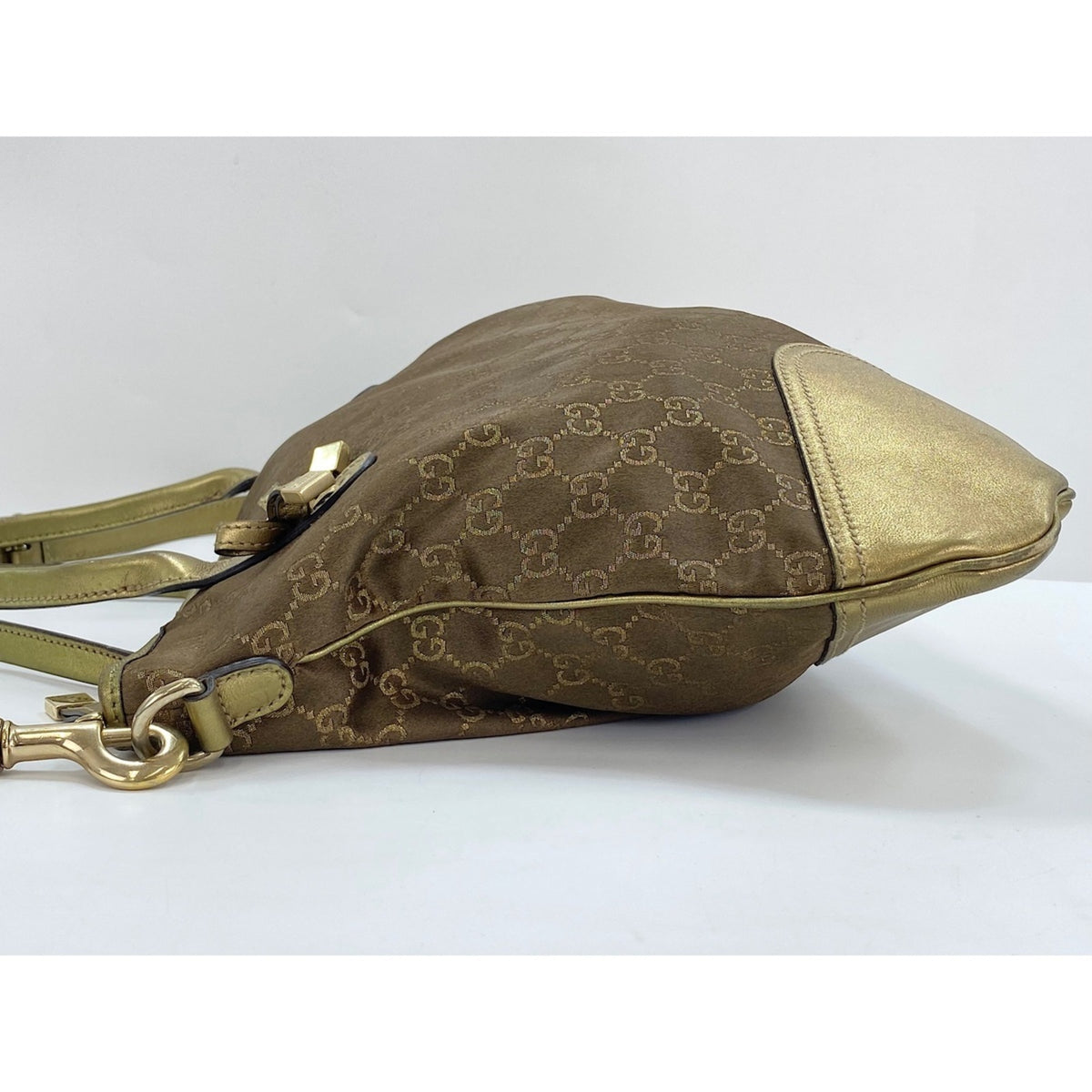 Gucci Brown Gold Nylon Tote Bag (Pre-Owned)