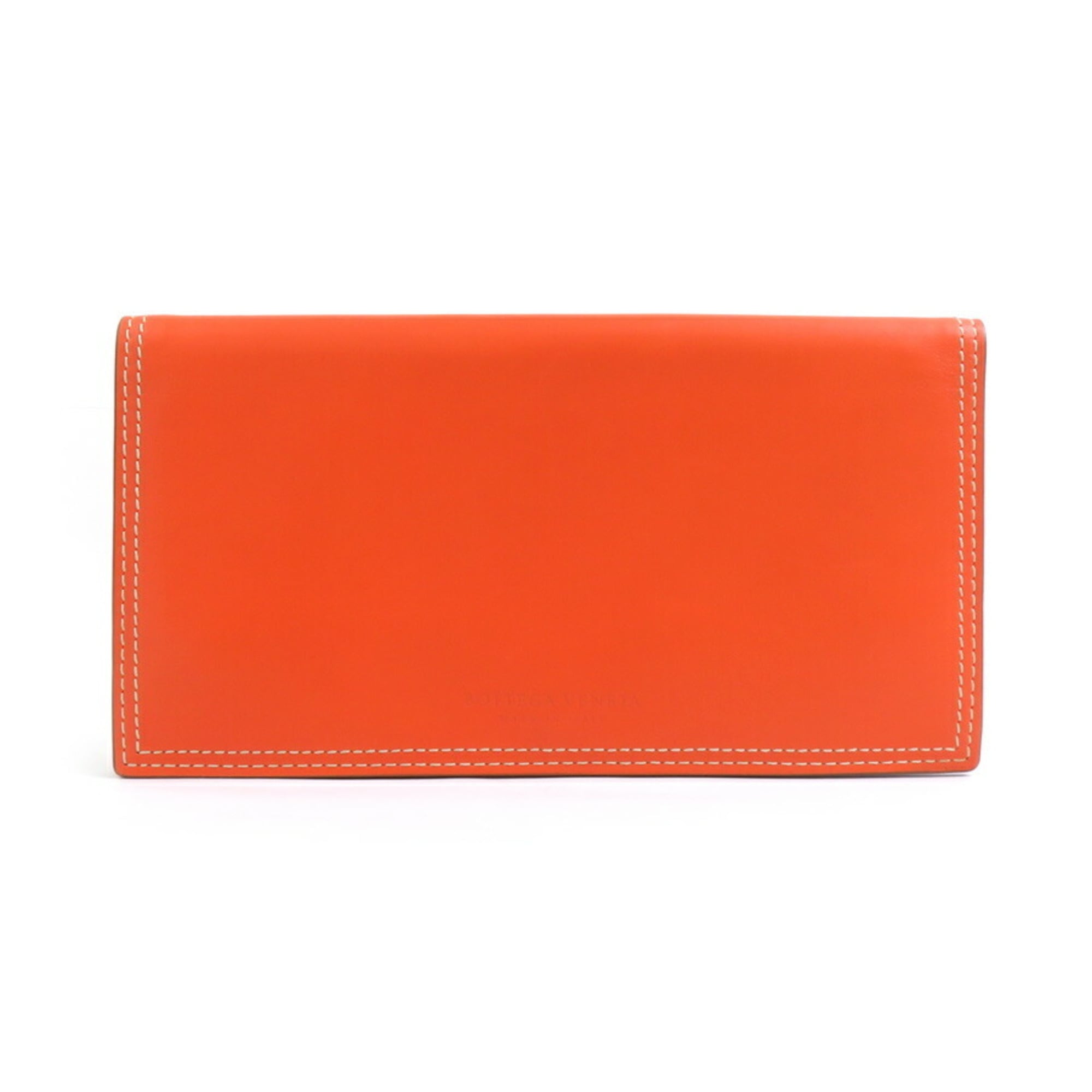 Bottega Veneta Orange Leather Long Wallet (Bi-Fold) (Pre-Owned)