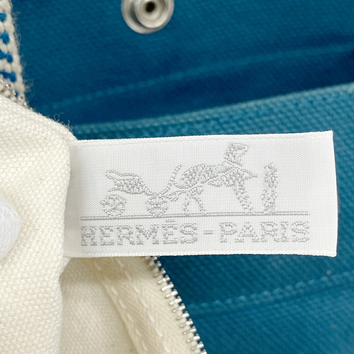 Hermes Blue Canvas Tote Bag (Pre-Owned)