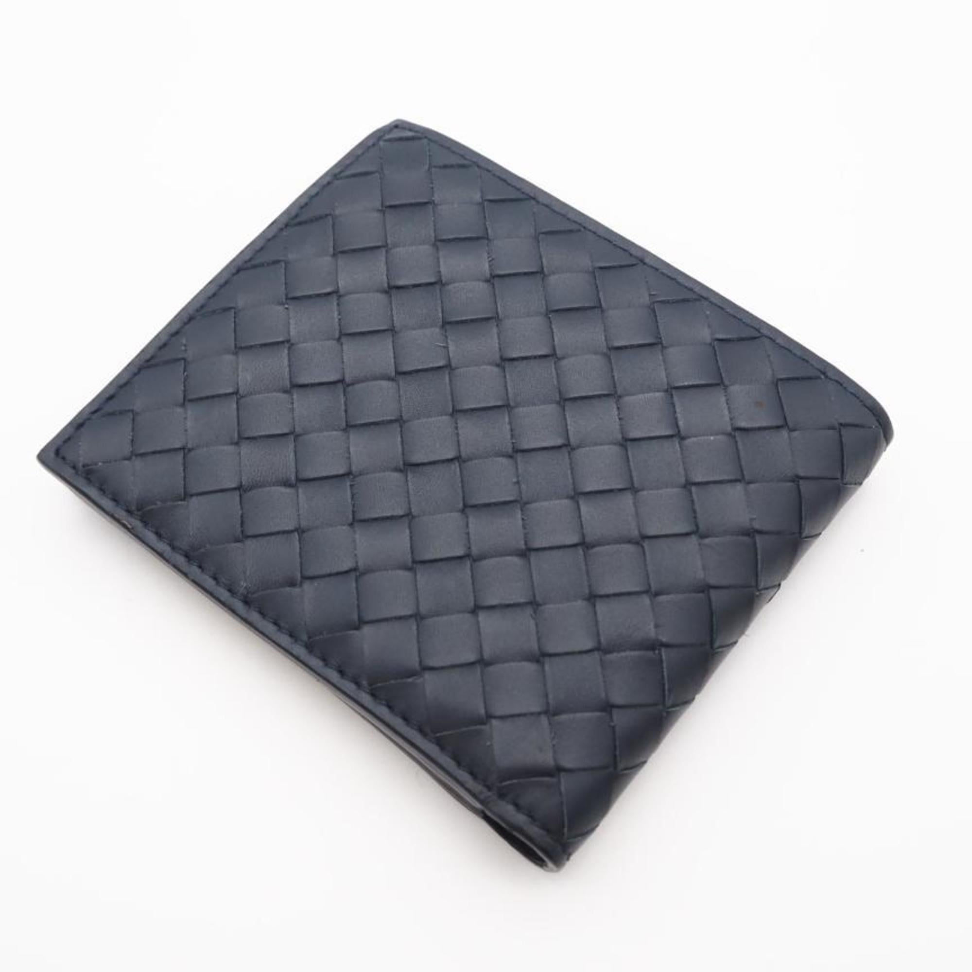 Bottega Veneta Navy Intrecciato Leather Wallet (Bi-Fold) (Pre-Owned)