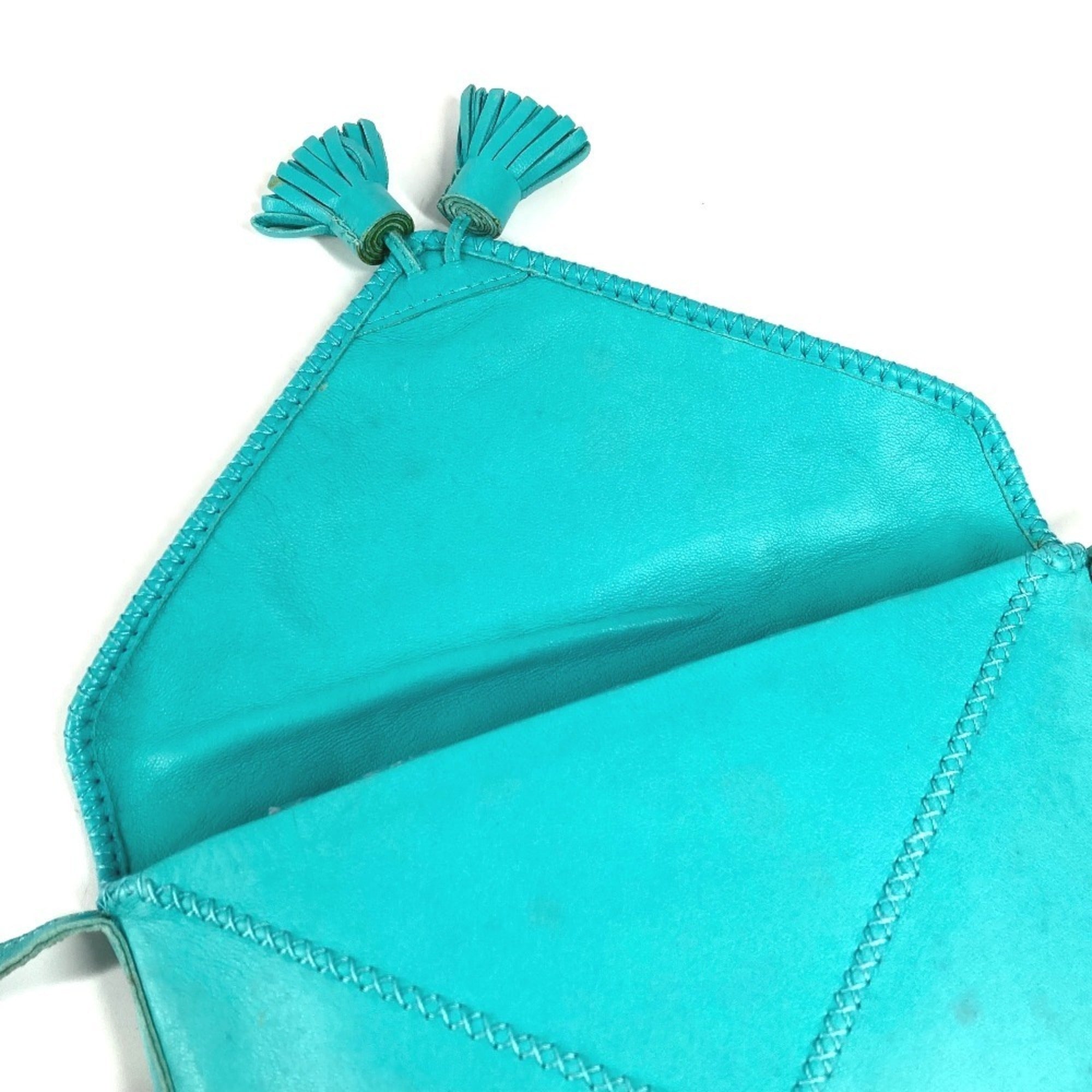Hermes Turquoise Leather Pochette Shoulder Bag (Pre-Owned)