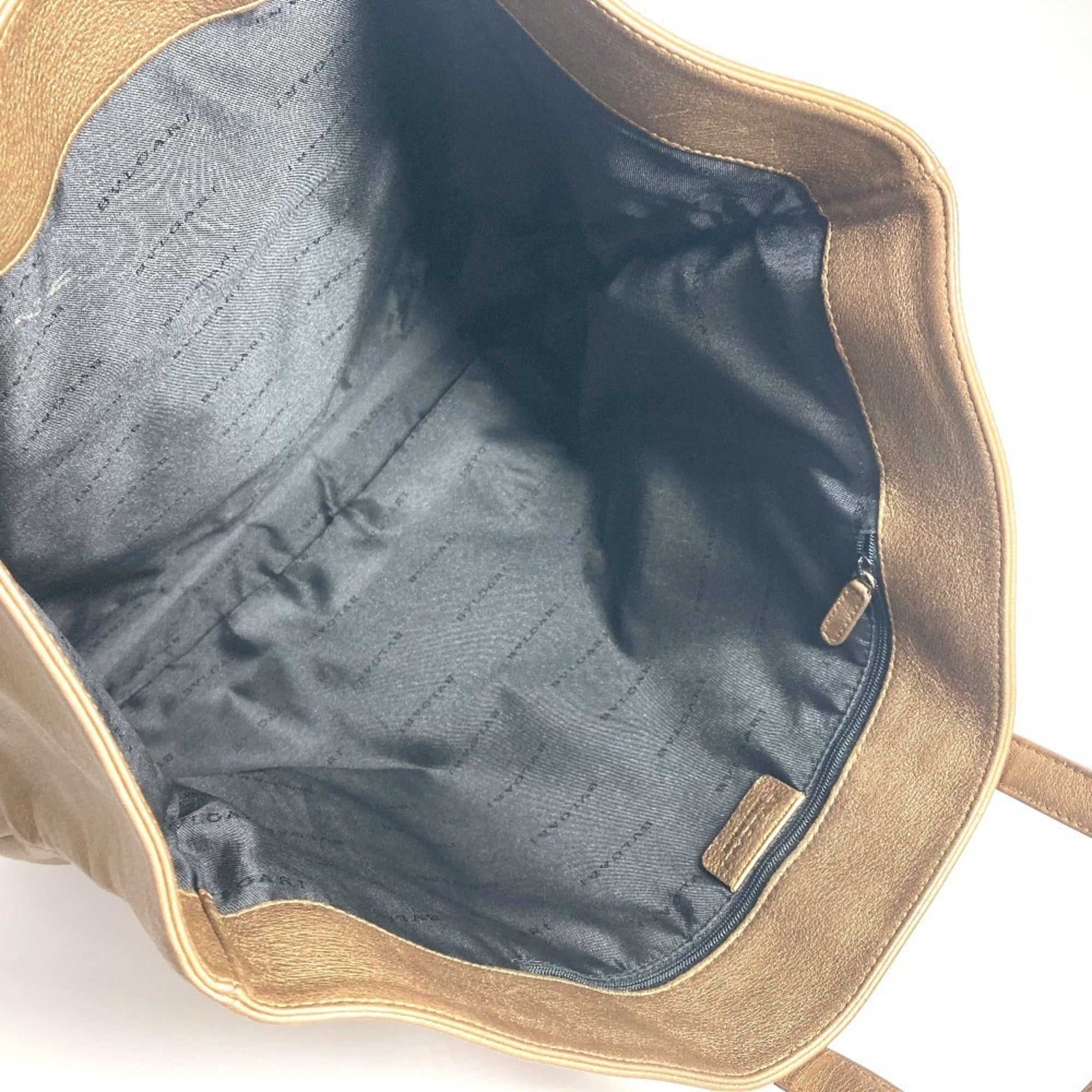 Bvlgari Gold Leather Handbag Tote Bag (Pre-Owned)