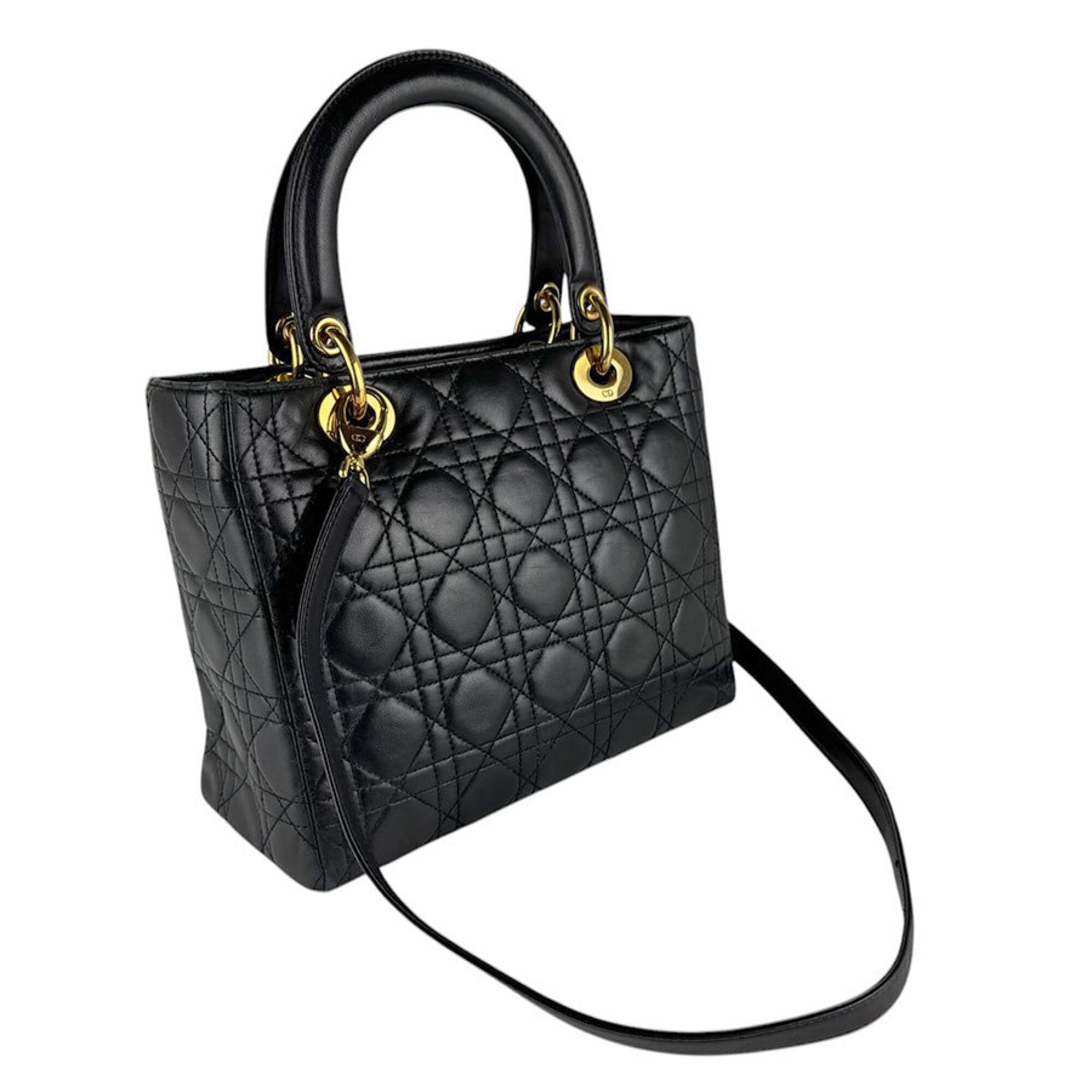 Christian Dior Black Leather Handbag Shoulder Bag (Pre-Owned)