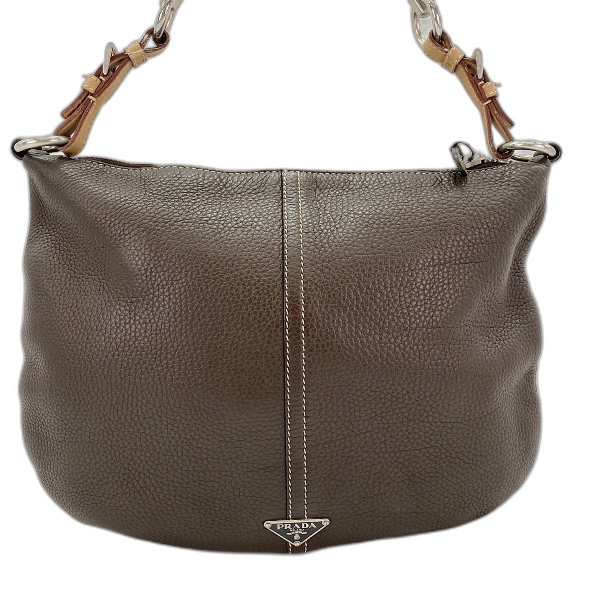 Prada Brown Leather Shoulder Bag (Pre-Owned)