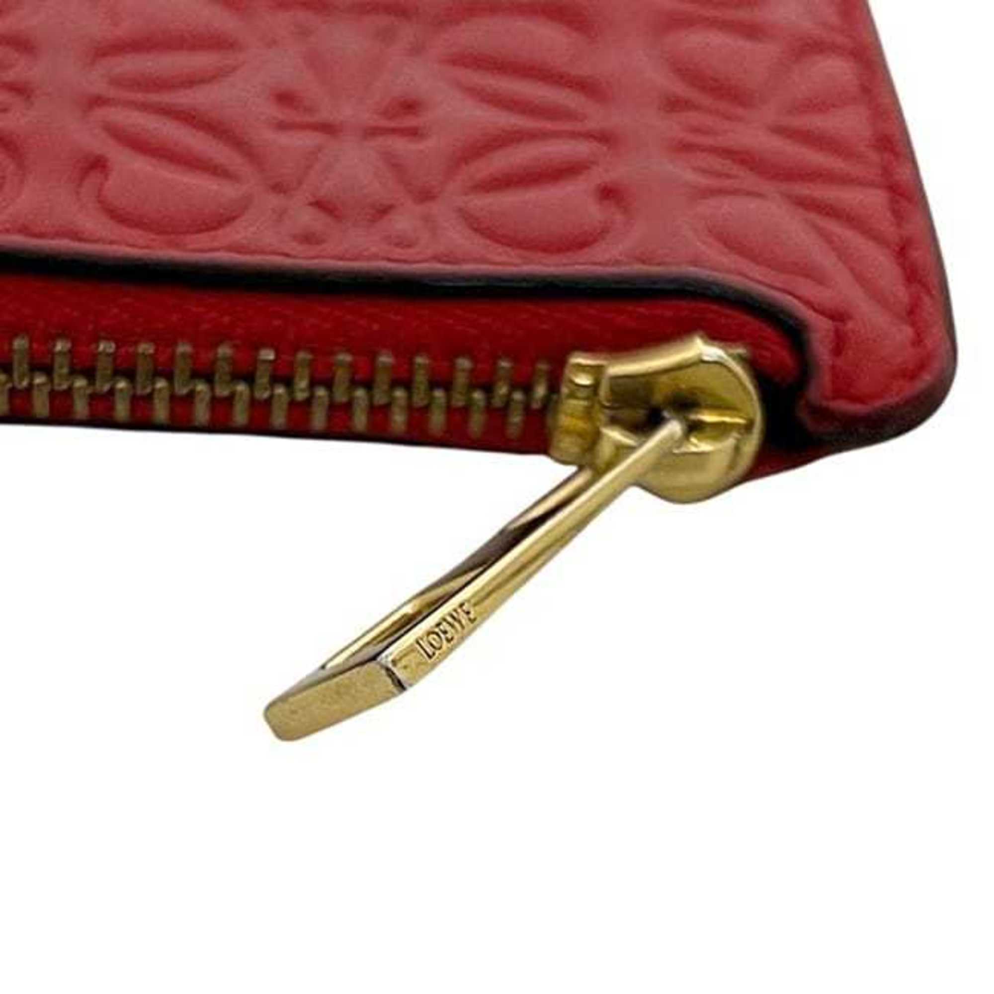 Loewe Red Color Leather Long Wallet (Bi-Fold) (Pre-Owned)