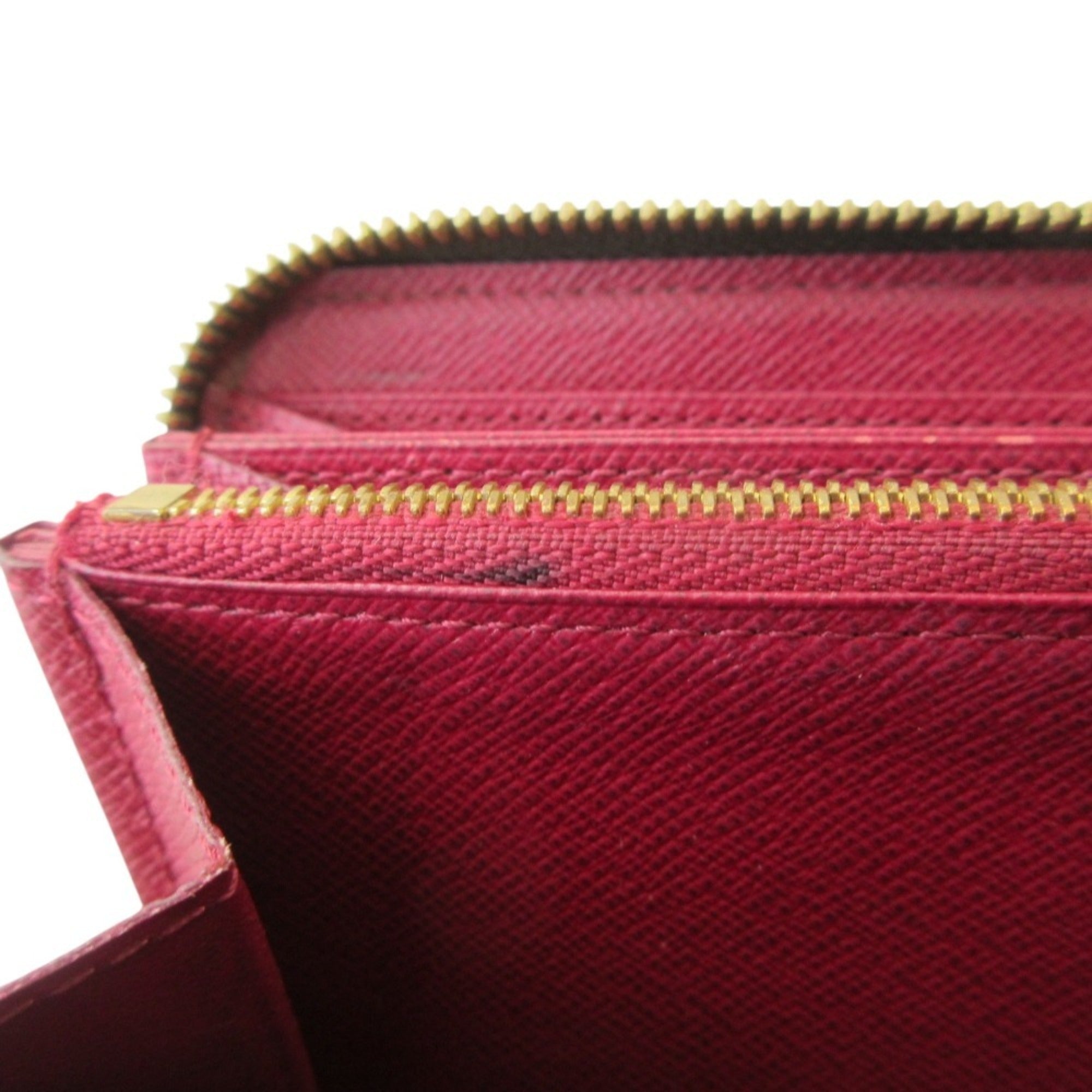 Louis Vuitton Monogram Brown Fuchsia Pink Monogram Long Wallet (Bi-Fold) (Pre-Owned)