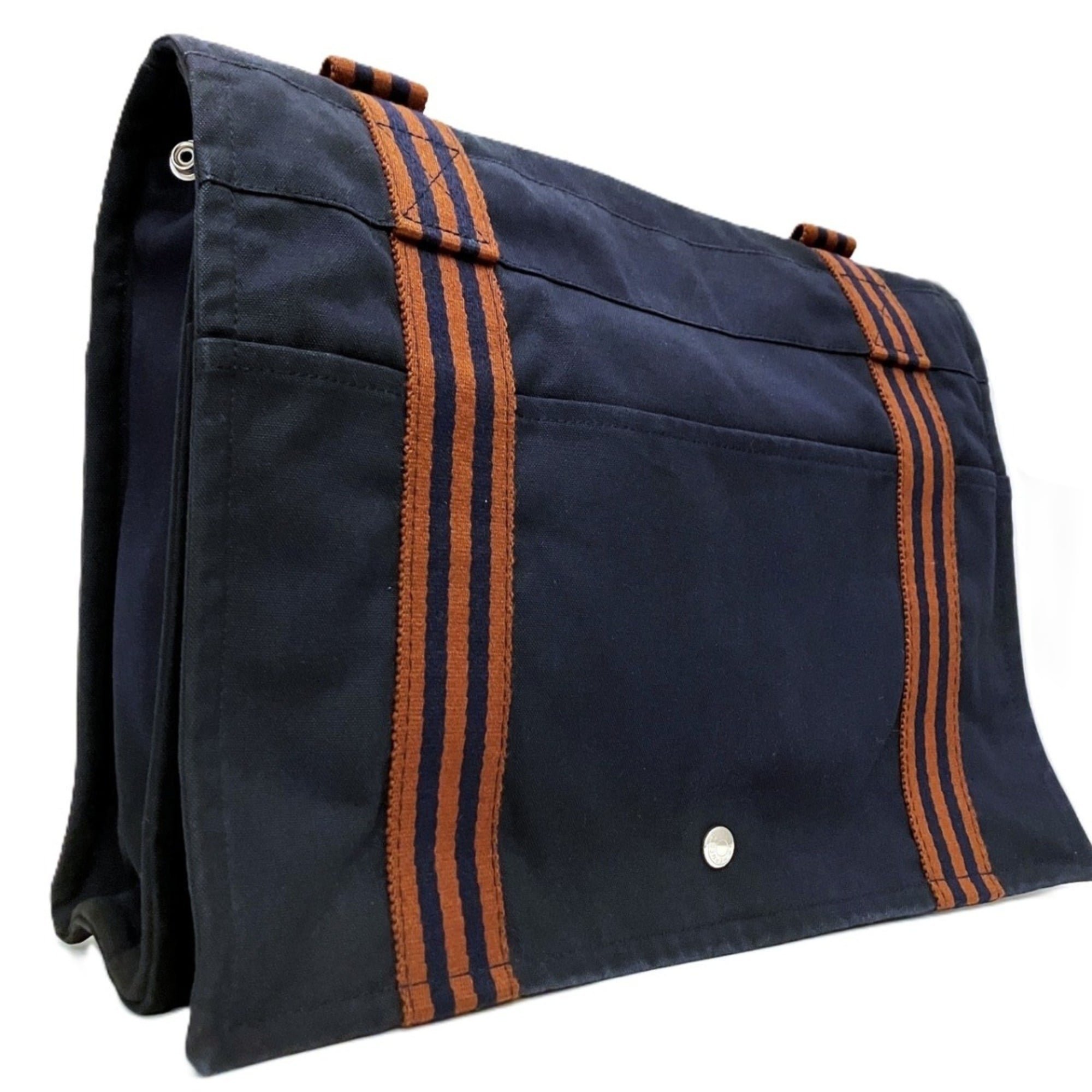 Hermes Fourre Tout Navy Canvas Tote Bag (Pre-Owned)