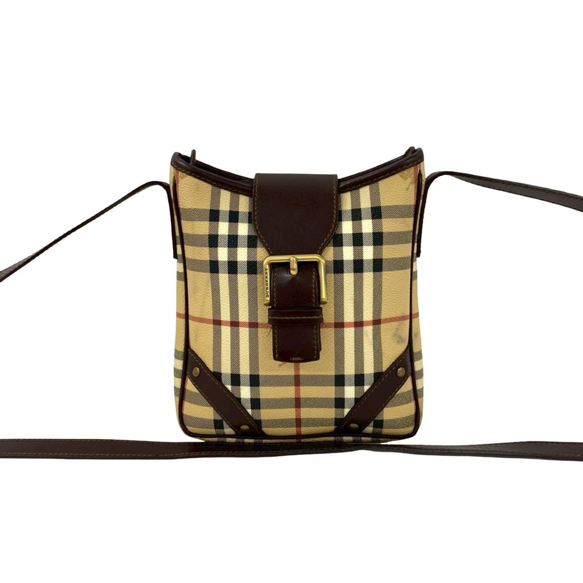 Burberry Beige Brown Leather Pvc Pochette Shoulder Bag (Pre-Owned)