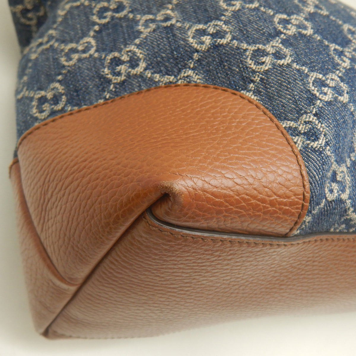 Gucci Ophidia Blue Brown Denim Leather Tote Bag (Pre-Owned)