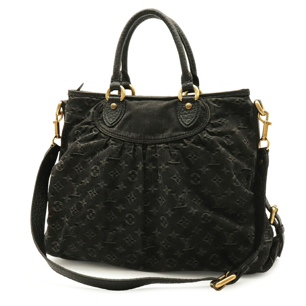 Louis Vuitton Noir Denim Canvas Shoulder Bag Tote Bag (Pre-Owned)