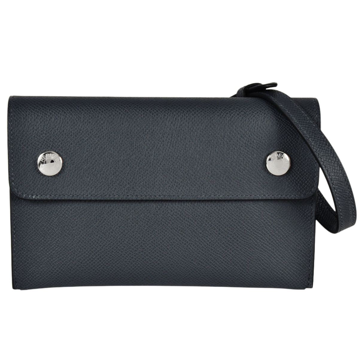 Hermes Blue Gray Dark Blue Epsom Leather Pochette Shoulder Bag (Pre-Owned)