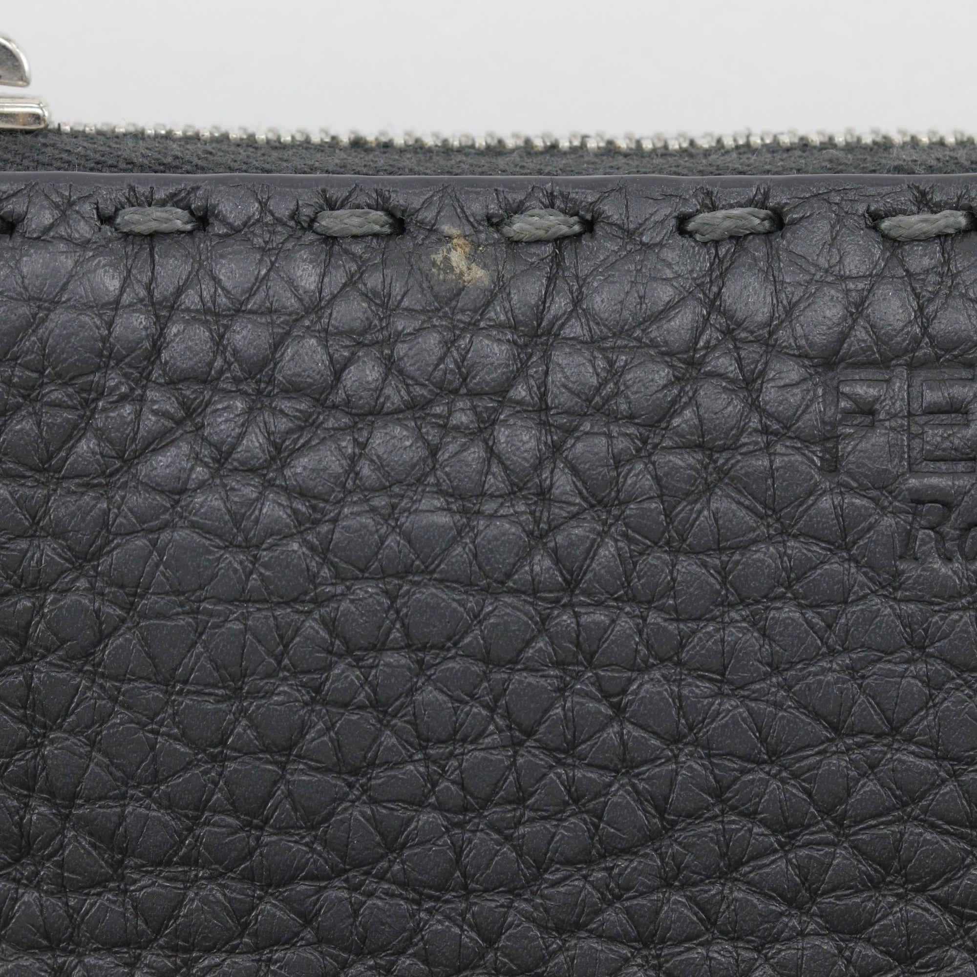 Fendi Selleria Gray Leather Coin Purse/Coin Case (Pre-Owned)