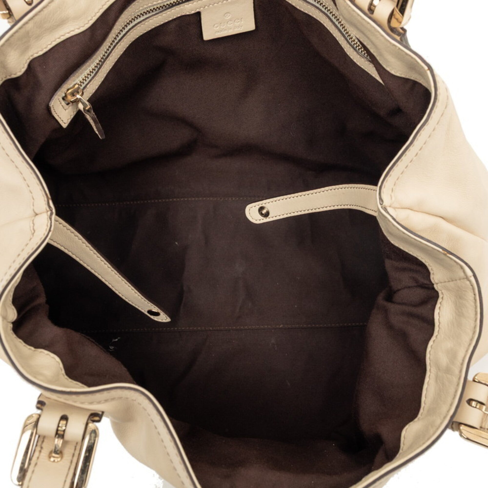 Gucci Beige Ivory Leather Shoulder Bag Tote Bag (Pre-Owned)