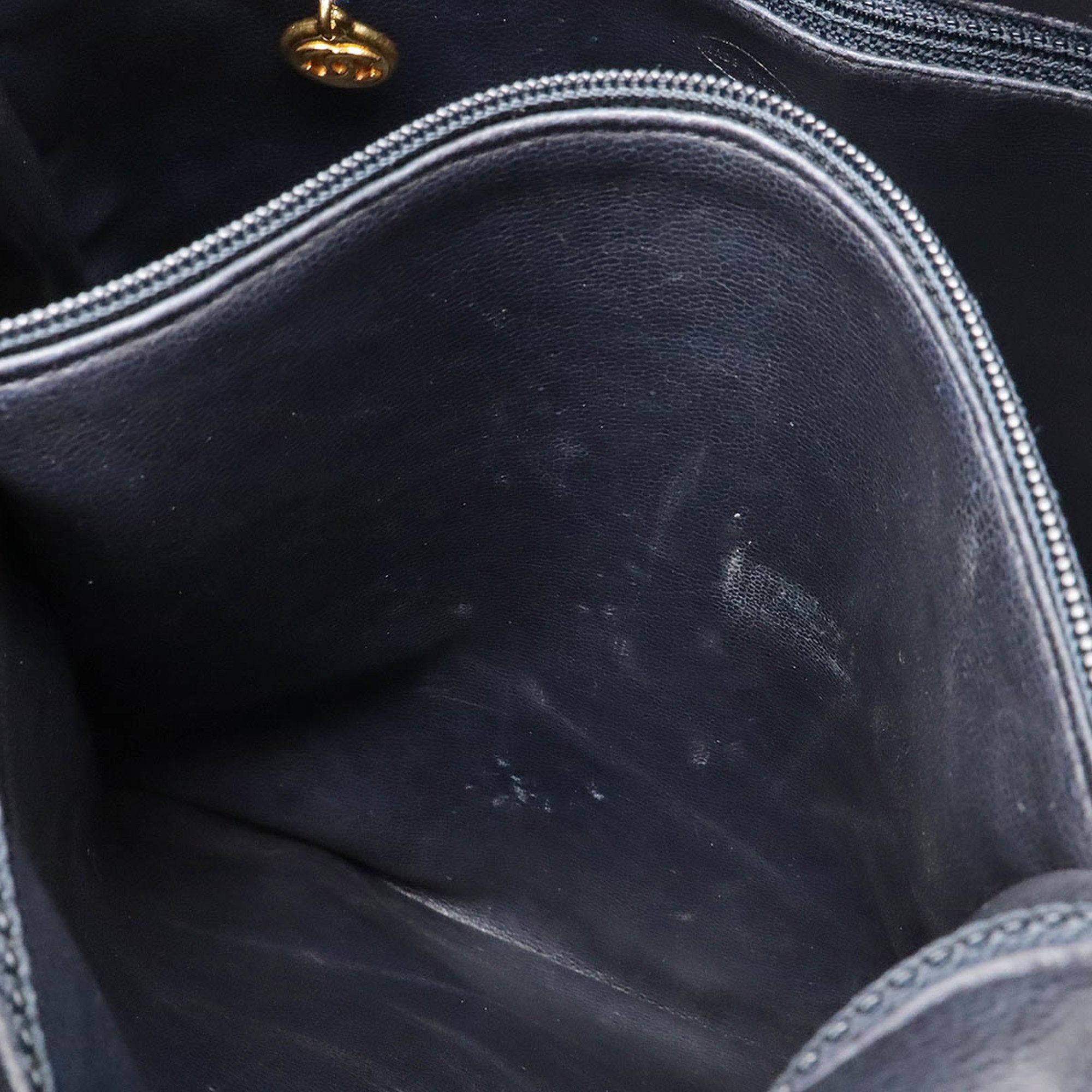 Chanel Black Navy Leather Backpack (Pre-Owned)