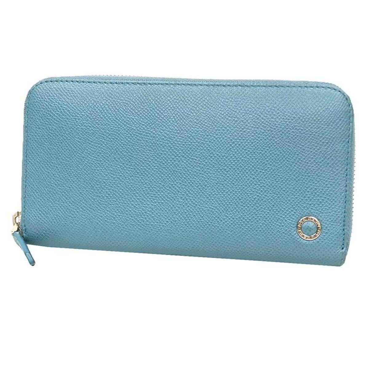 Bvlgari Light Blue Leather Long Wallet (Bi-Fold) (Pre-Owned)
