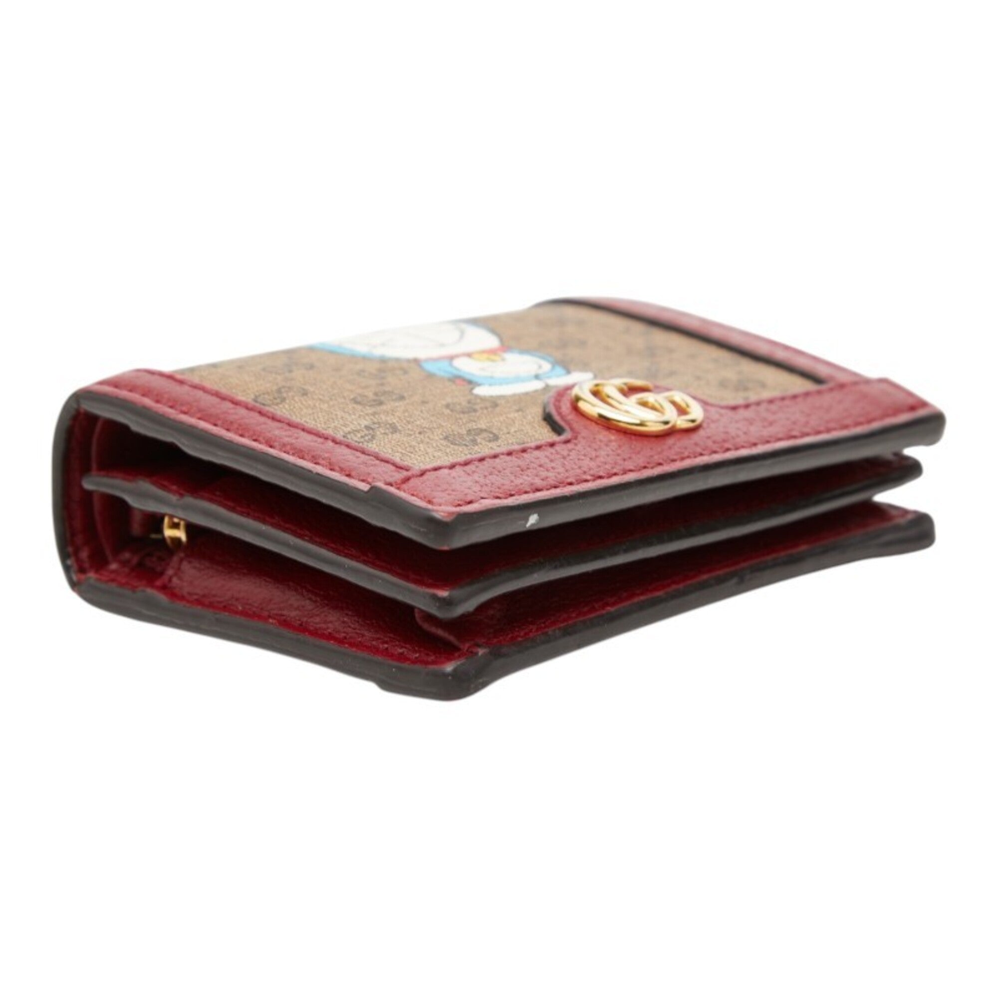 Gucci Gg Supreme Beige Wine Pvc Leather Wallet (Bi-Fold) (Pre-Owned)