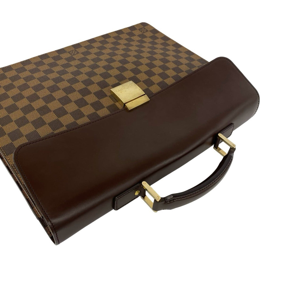 Louis Vuitton Brown Leather Pvc Briefcase (Pre-Owned)