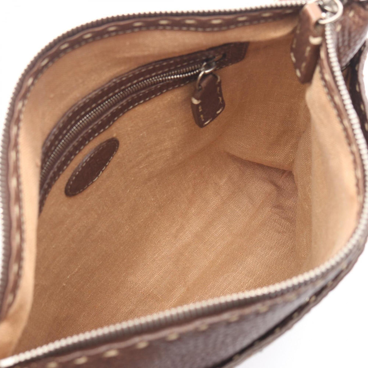 Fendi Brown Leather Handbag Shoulder Bag (Pre-Owned)