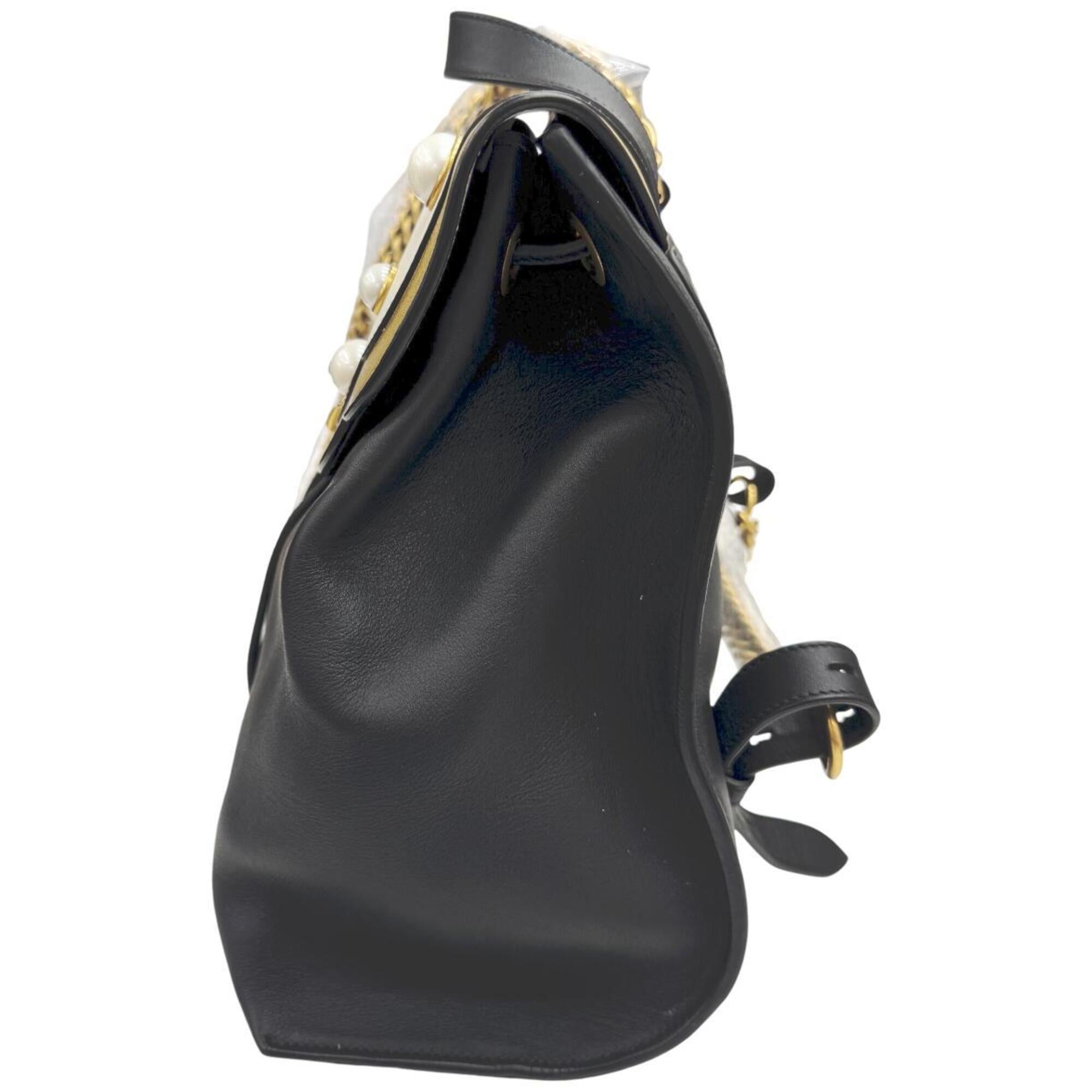 Gucci Black Gold White Leather Metal Backpack (Pre-Owned)