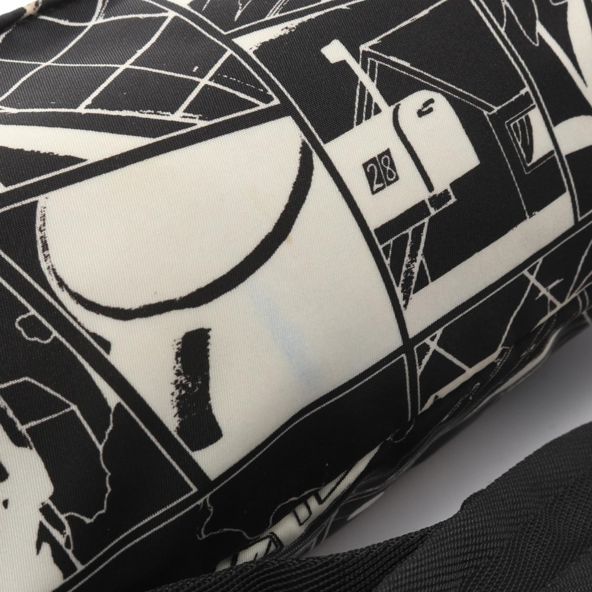 Prada Black White Nylon Leather Fanny Pack Handbag Sling Bag (Pre-Owned)