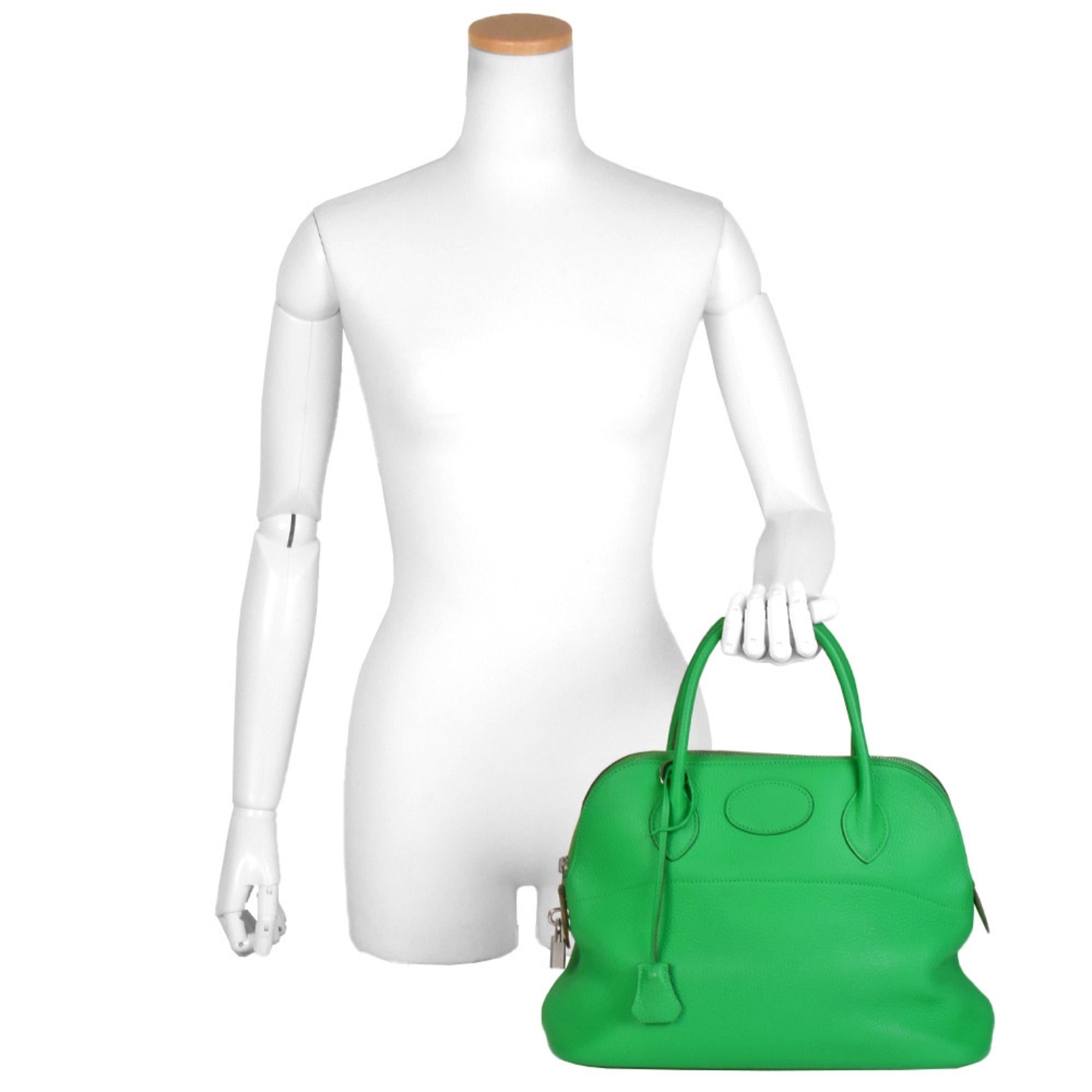 Hermes Bolide Green Mint Green Taurillon Clemence Leather Handbag (Pre-Owned)