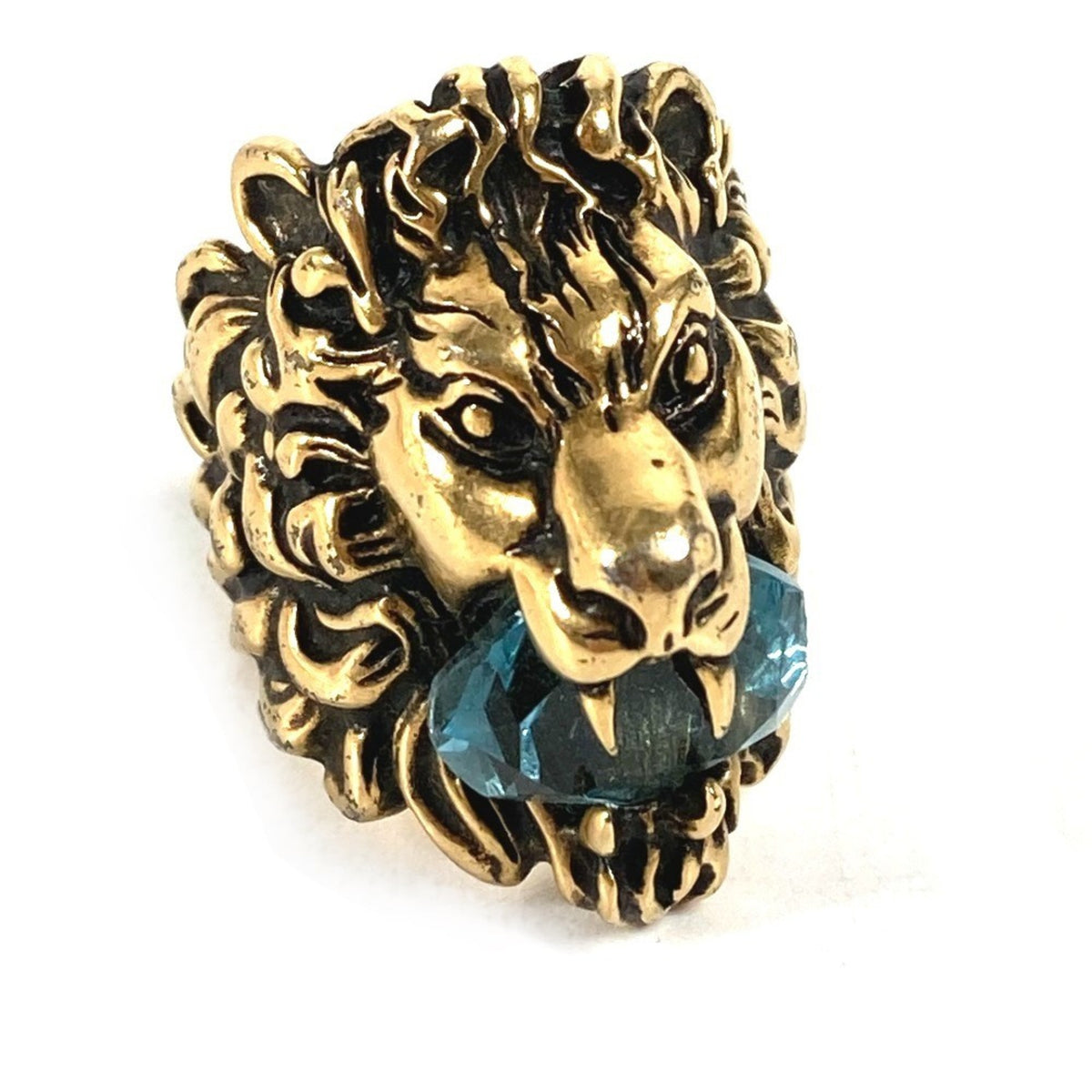 Gucci Gold Light Blue Metal Band Ring (Pre-Owned)