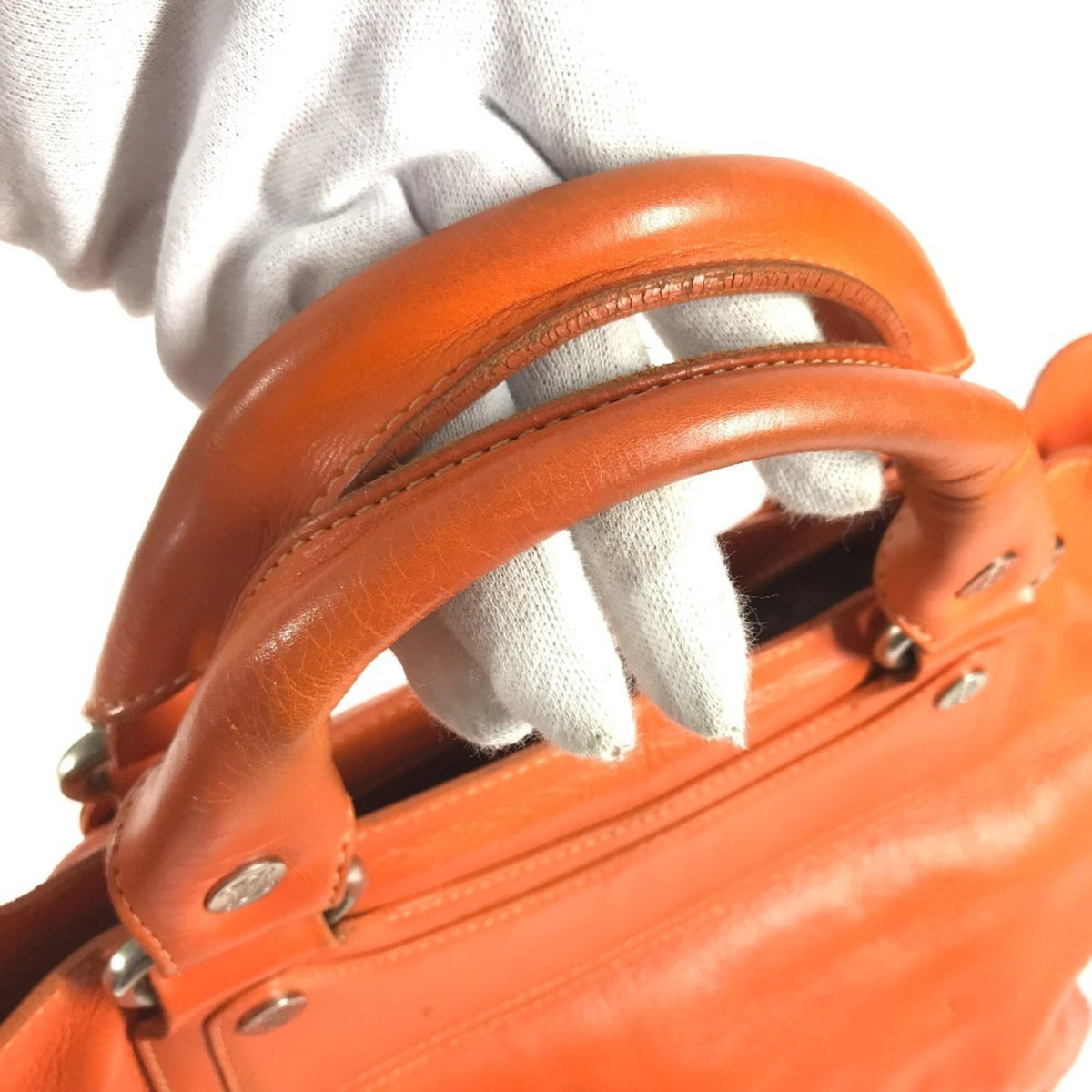 Celine Orange Leather Handbag Shoulder Bag Tote Bag (Pre-Owned)