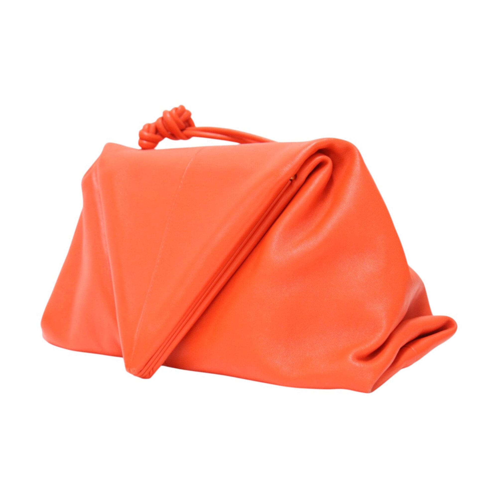 Bottega Veneta Orange Leather Clutch Bag Handbag (Pre-Owned)