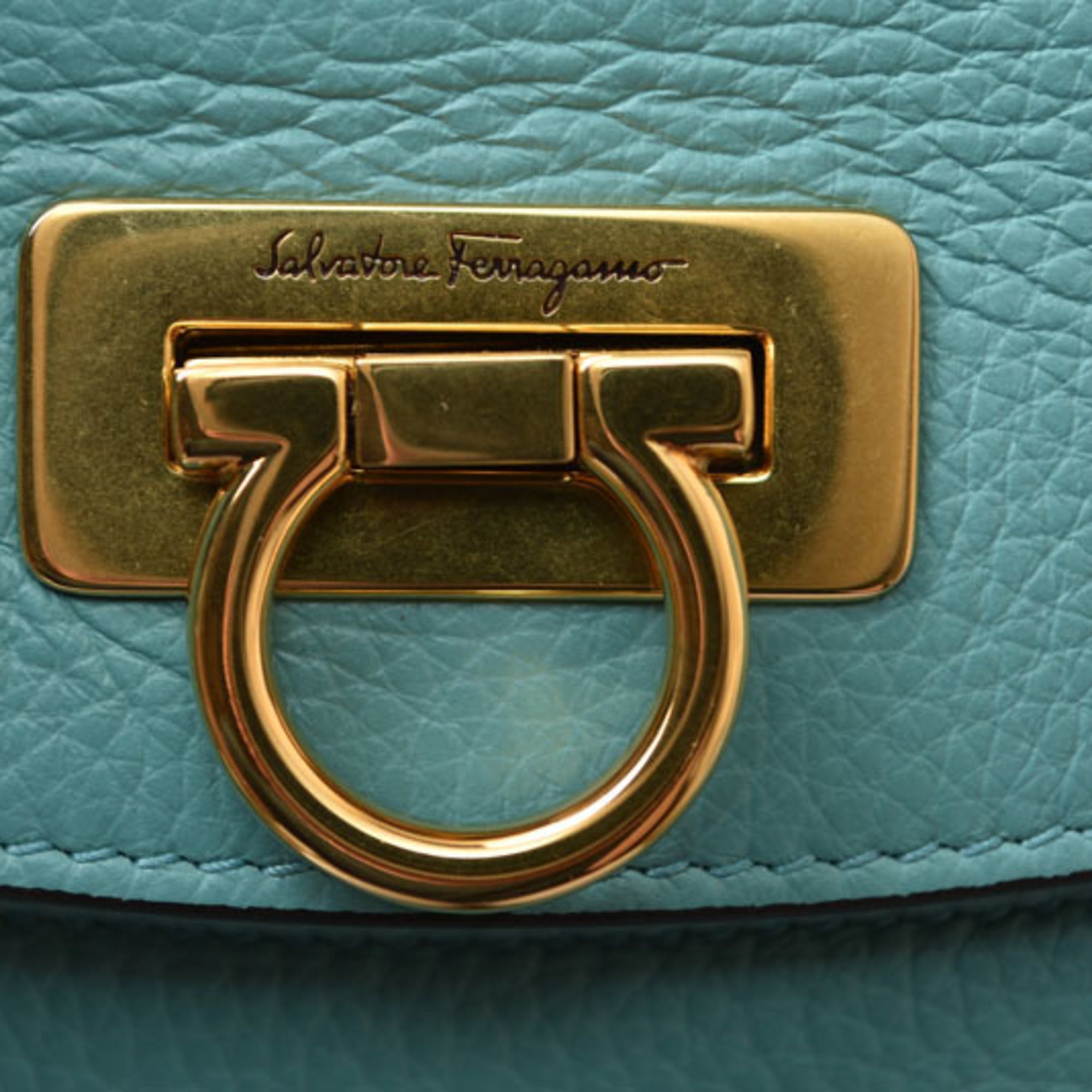 Salvatore Ferragamo Light Blue Leather Pouch Tote Bag (Pre-Owned)