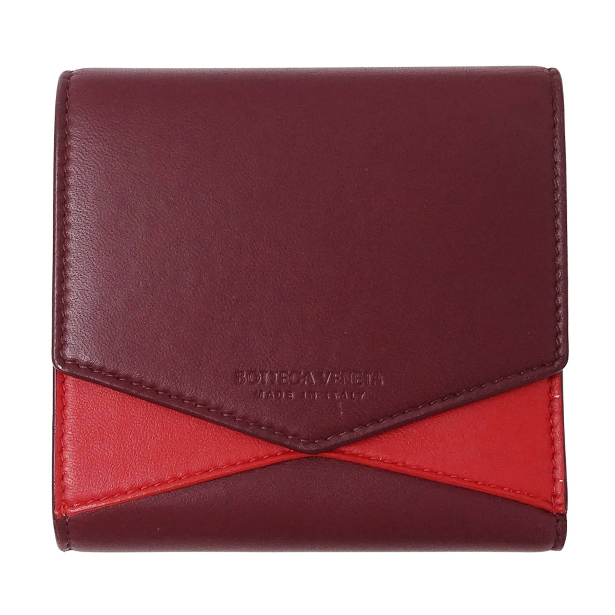 Bottega Veneta Bordeaux Red Color Leather Wallet (Bi-Fold) (Pre-Owned)
