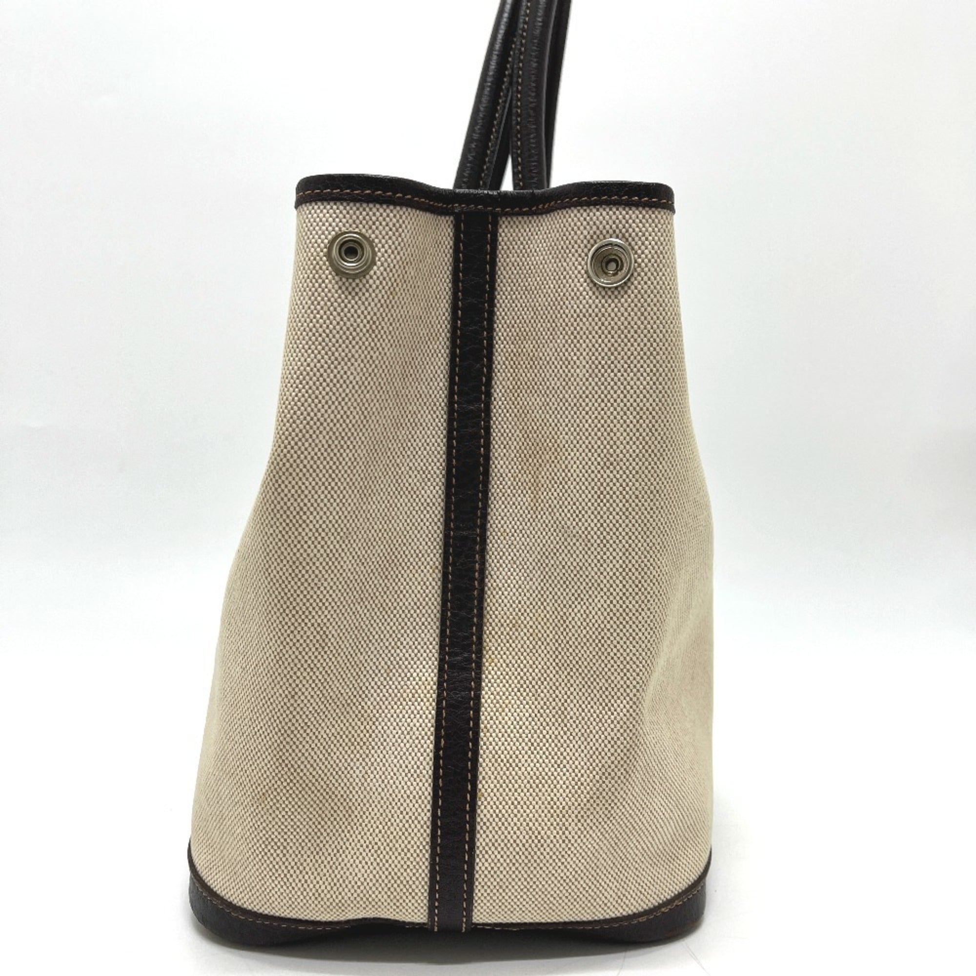 Hermes Beige Brown Toile H Leather Handbag Tote Bag (Pre-Owned)