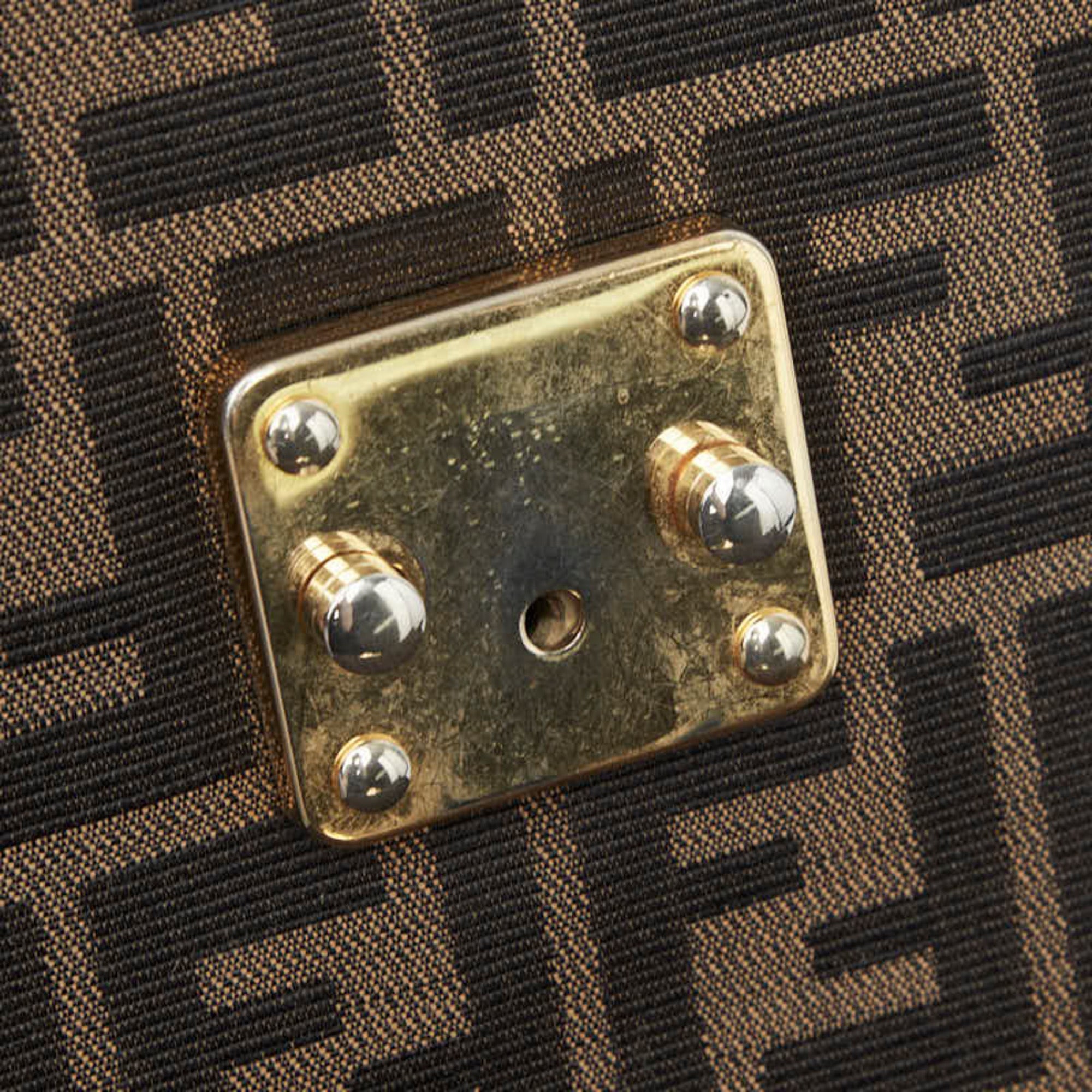 Fendi Brown Canvas Leather Handbag Shoulder Bag (Pre-Owned)