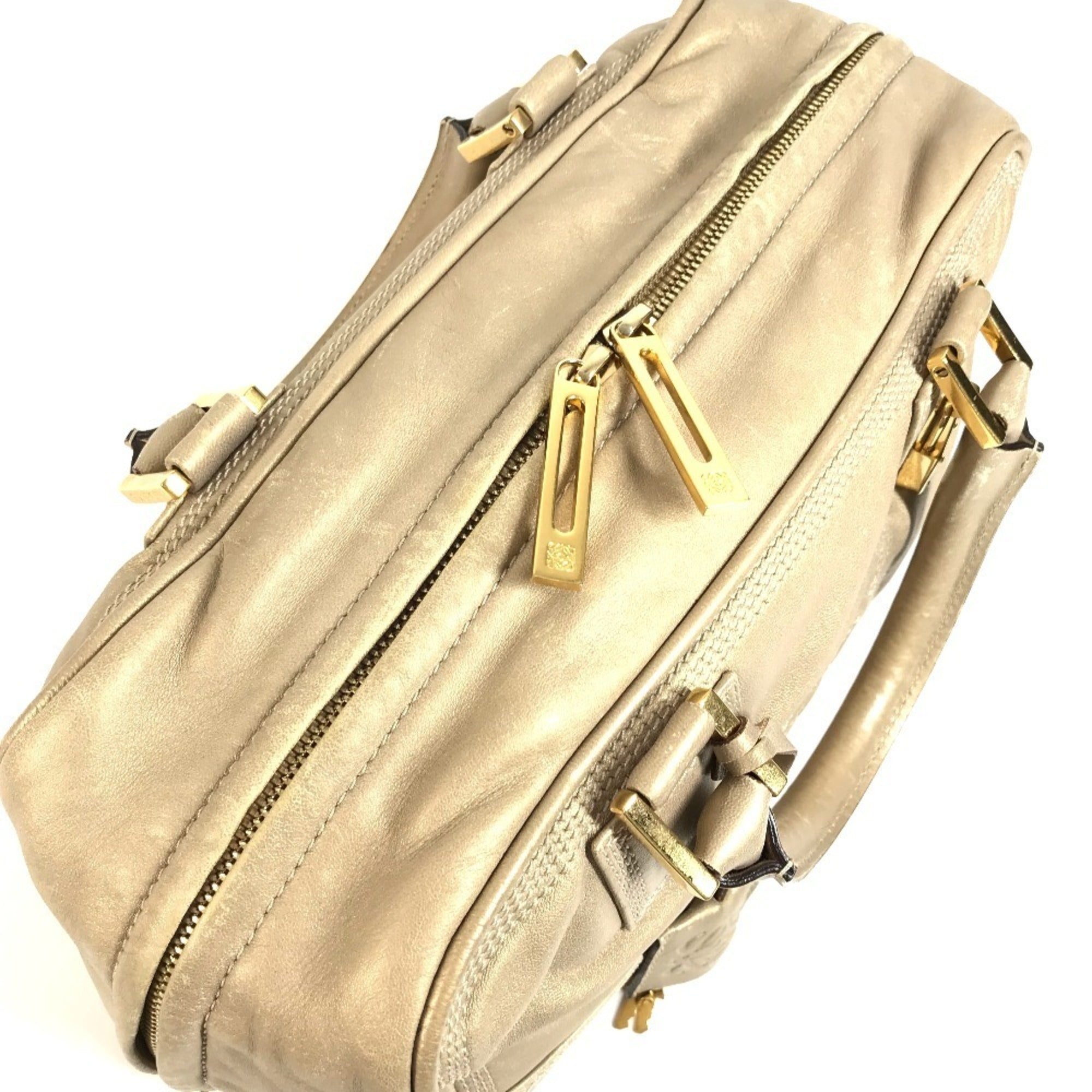 Loewe Amazona Gold Leather Handbag Tote Bag (Pre-Owned)