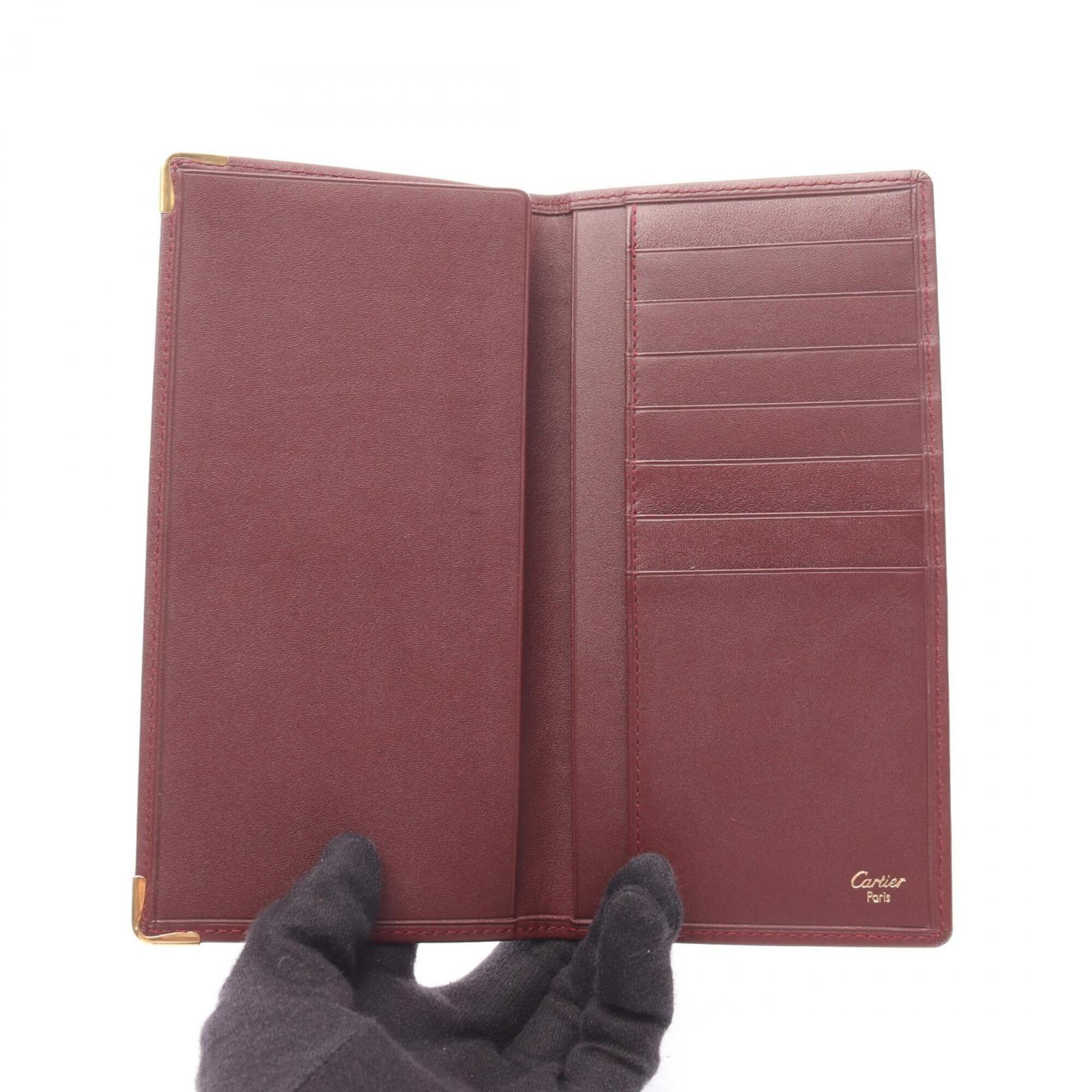 Cartier Bordeaux Leather Long Wallet (Bi-Fold) (Pre-Owned)