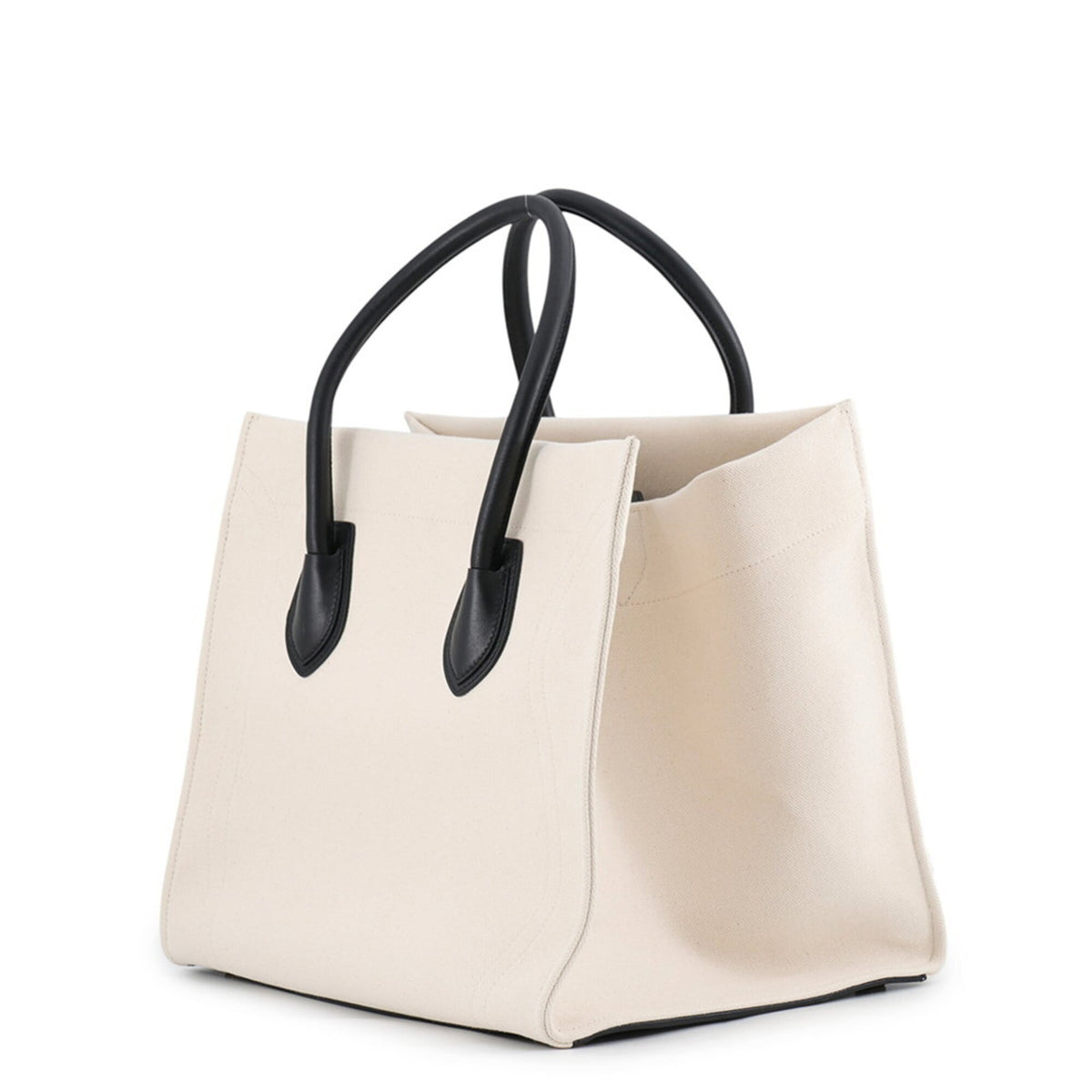 Celine Black Canvas Leather Handbag Tote Bag (Pre-Owned)