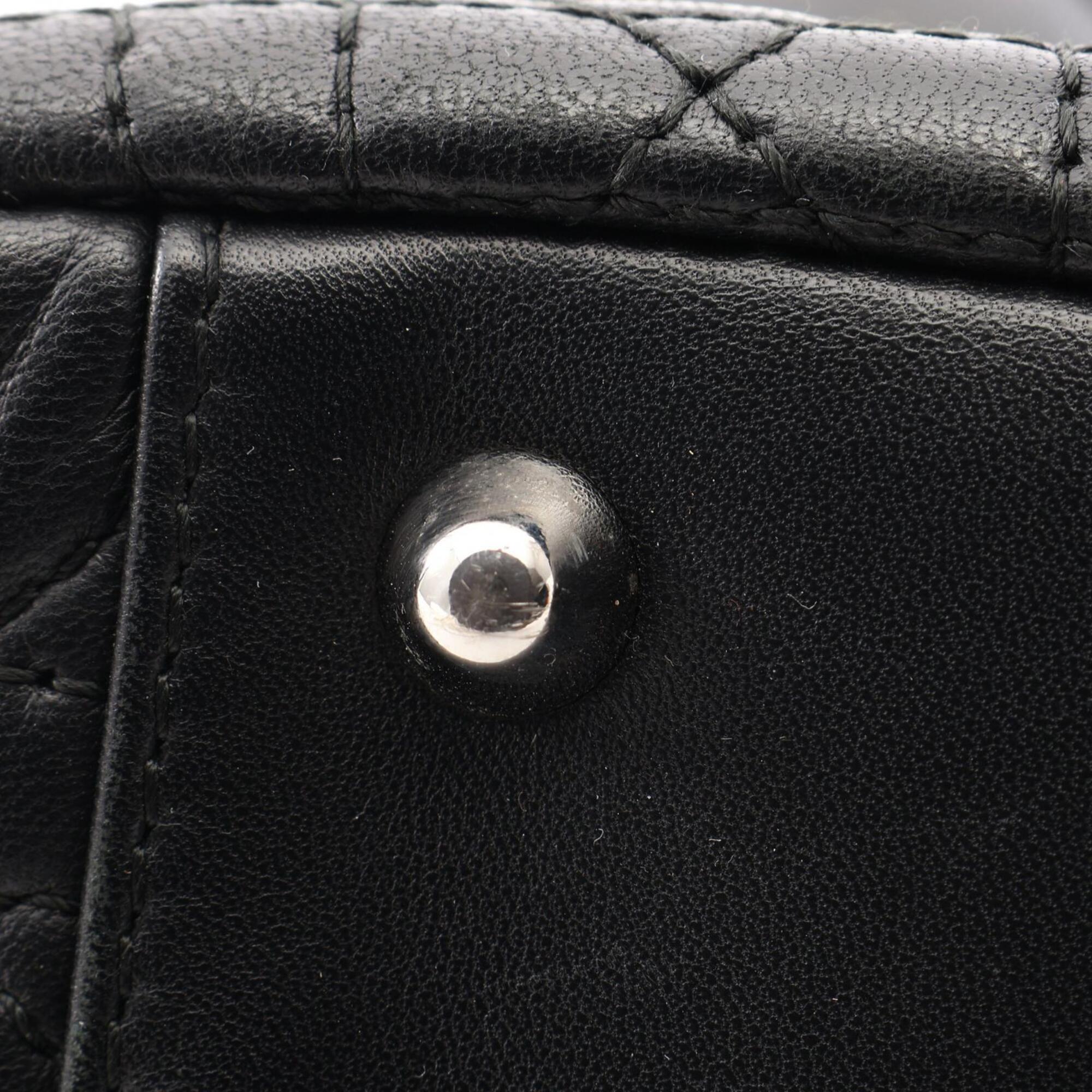 Christian Dior Black Leather Handbag Tote Bag (Pre-Owned)