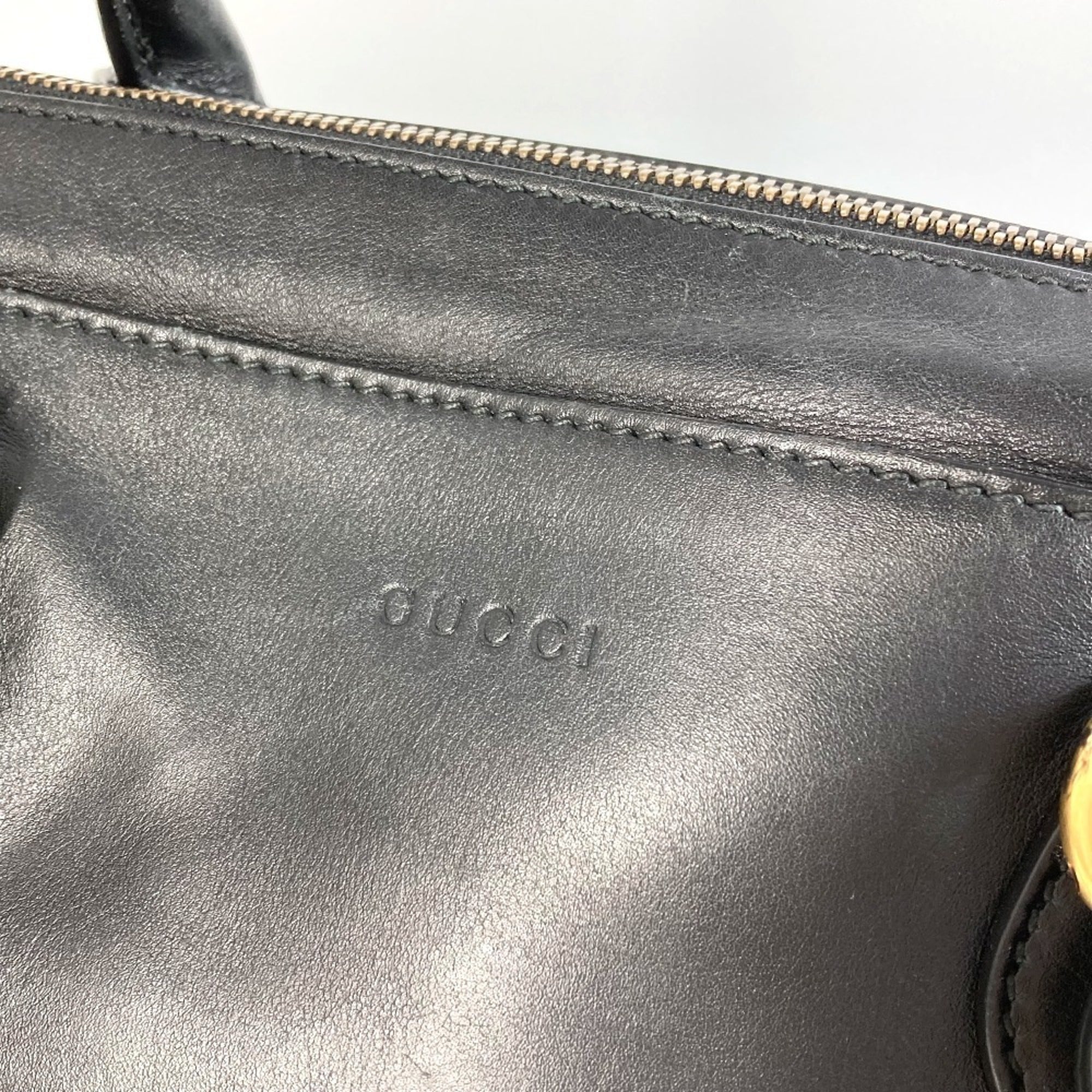 Gucci Black Leather Boston Bag Shoulder Bag (Pre-Owned)