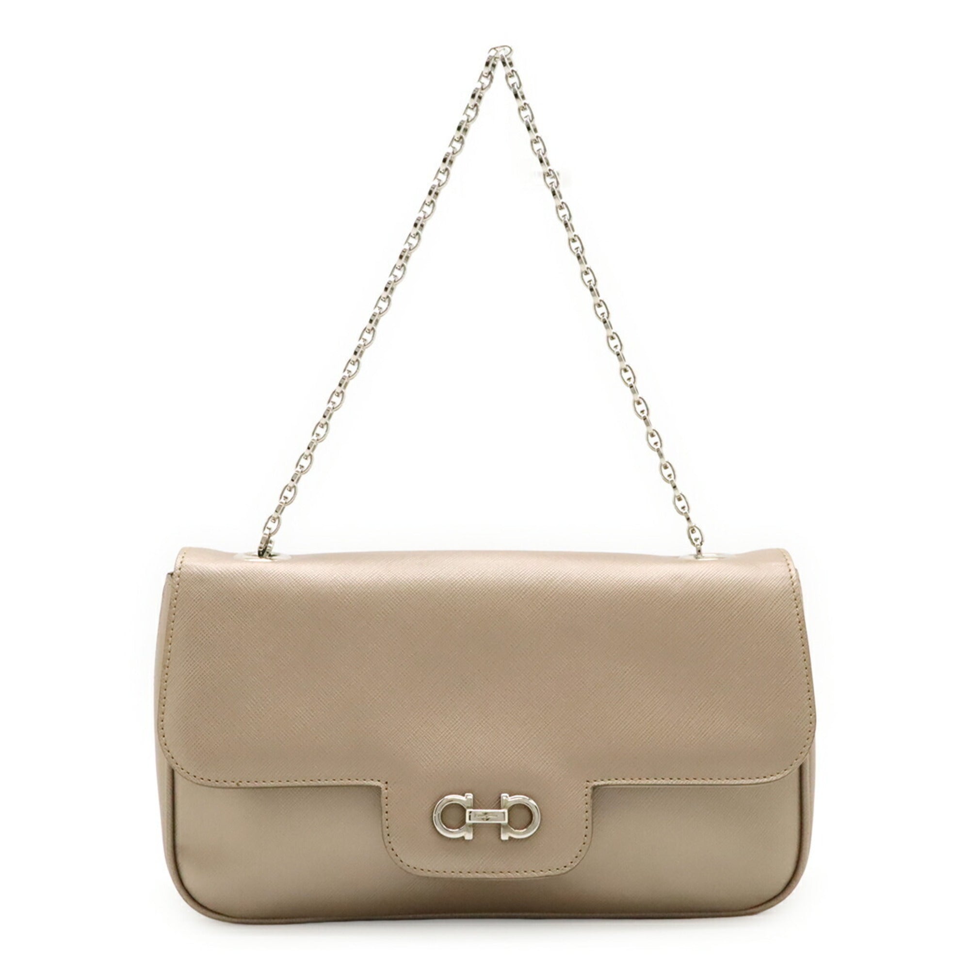 Salvatore Ferragamo Champagne Pink Leather Handbag (Pre-Owned)