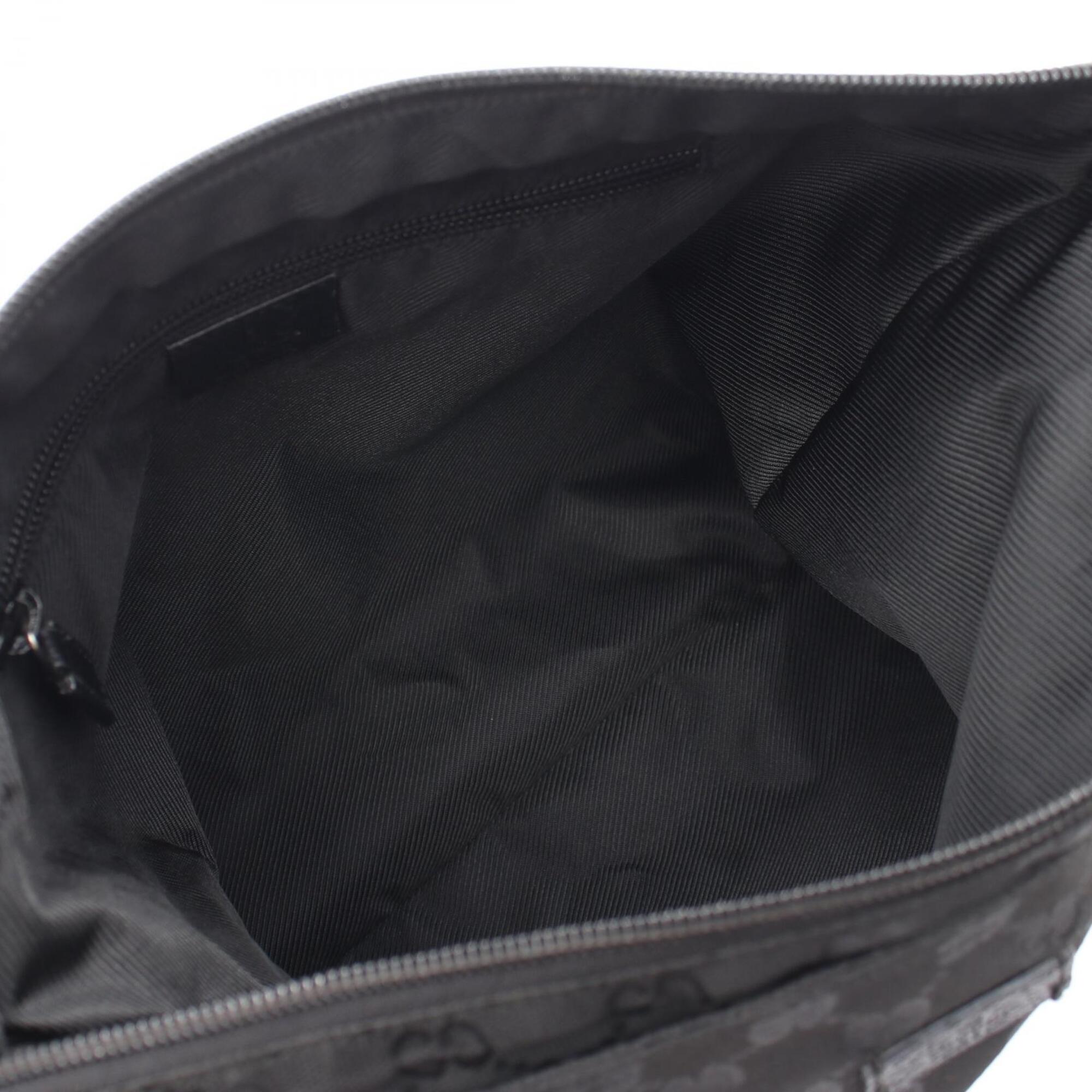 Gucci Black Canvas Leather Handbag Shoulder Bag (Pre-Owned)